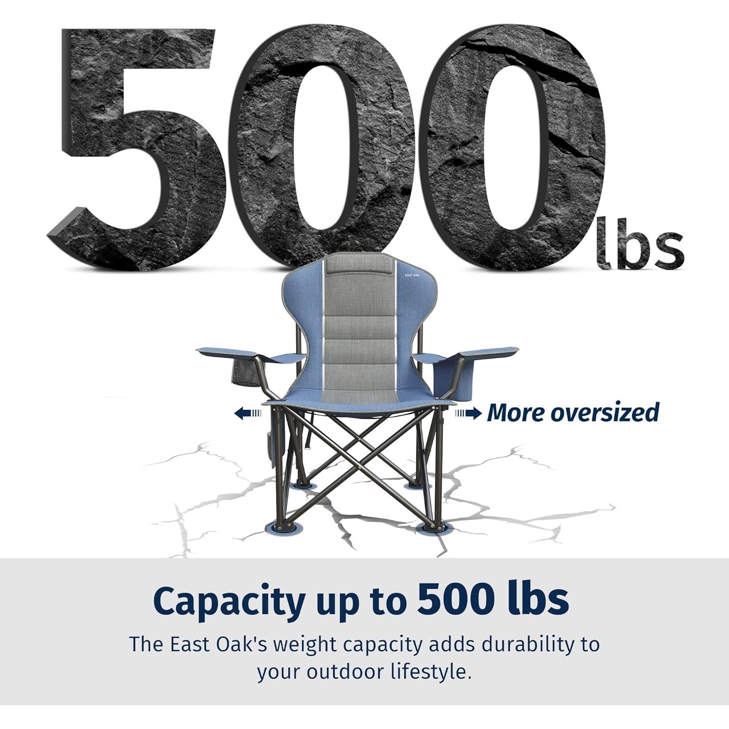 Silla Plegable Camping EAST OAK 500 Lbs Azul 600D Oxford