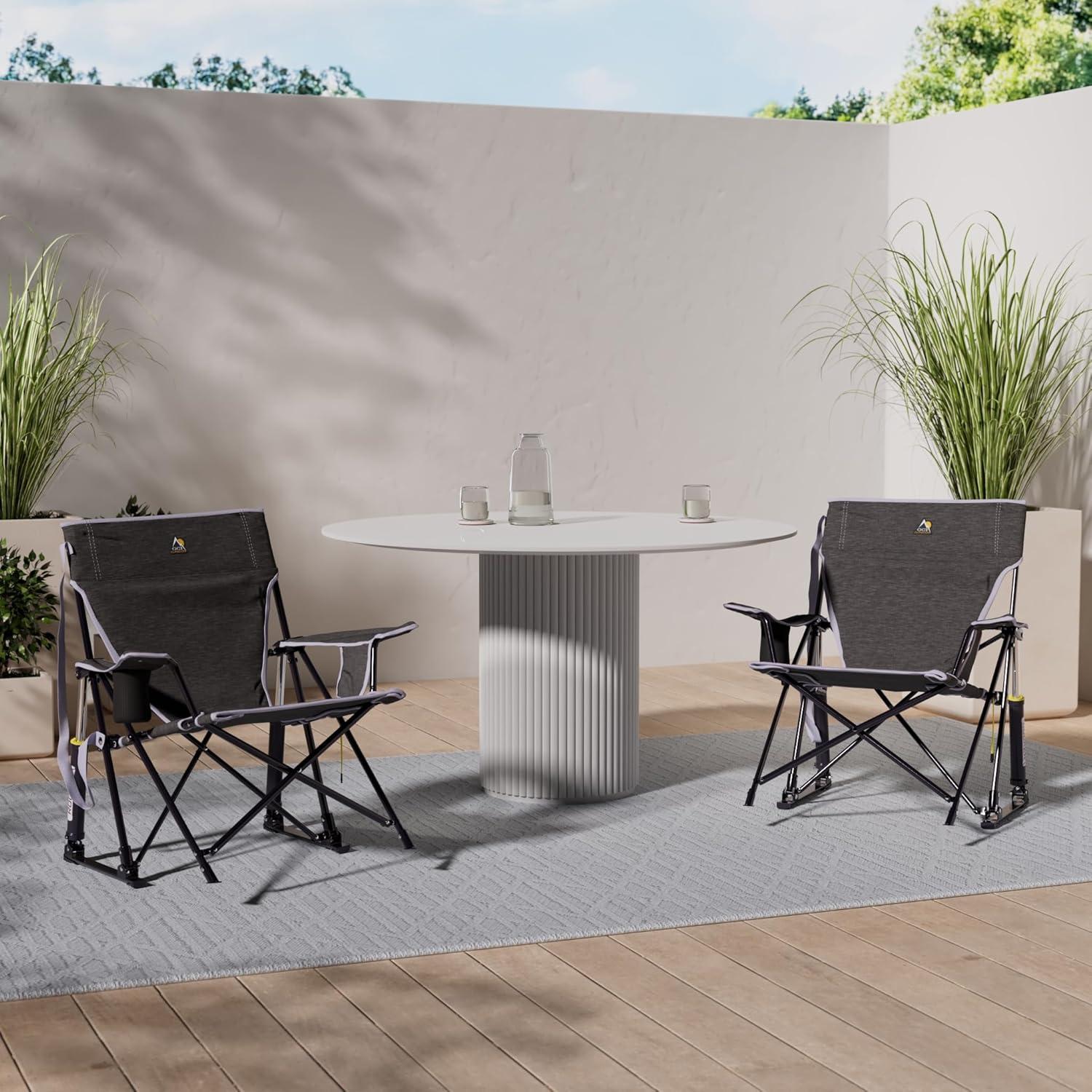 Silla Mecedora Plegable GCI Outdoor Kickback Gris - Soporte Bebidas