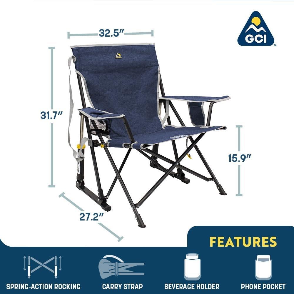 Silla Mecedora Plegable GCI Outdoor Kickback Gris - Soporte Bebidas