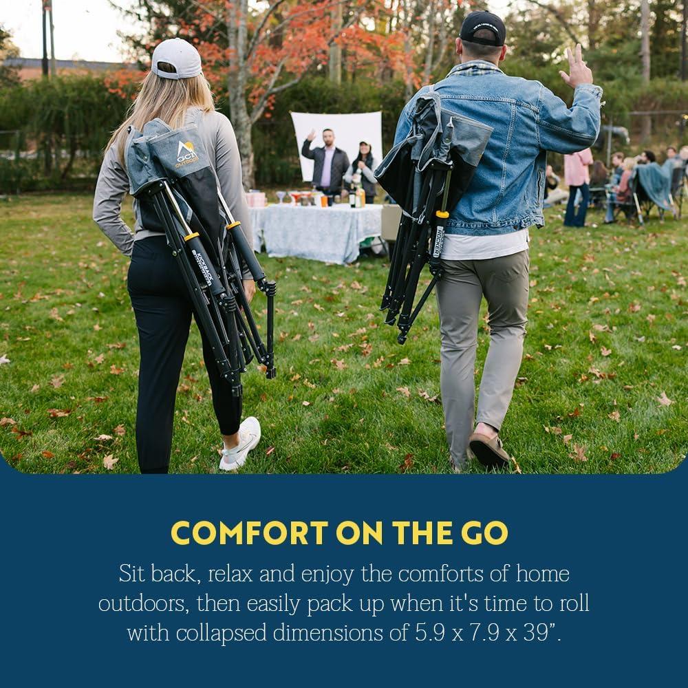 Silla Mecedora Plegable GCI Outdoor Kickback Gris - Soporte Bebidas