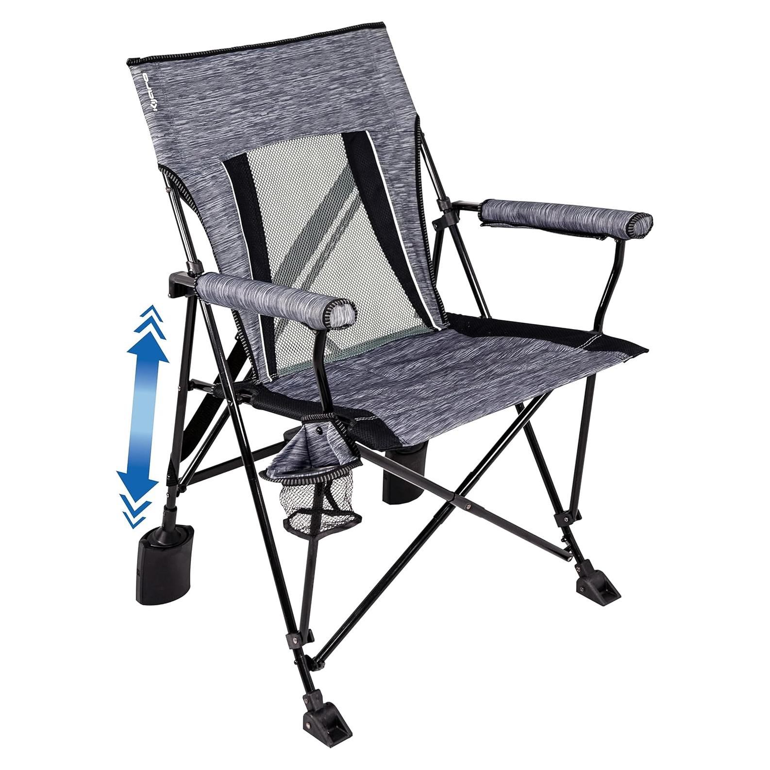 Kijaro Rok-it, Rocking Camp Chair - Enjoy The Outdoors with a Rocker Camp Chair - Multipurpose Portable Rocking Chair, Folding Chair, Lawn Chair, and Sports Chair - Hallett Peak Gray