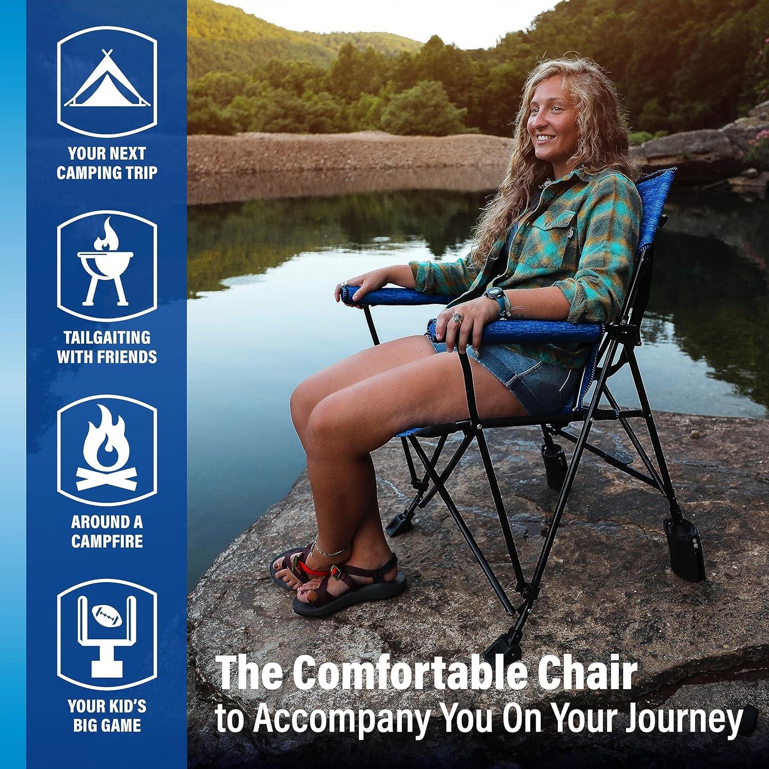 Kijaro Rok-it, Rocking Camp Chair - Enjoy The Outdoors with a Rocker Camp Chair - Multipurpose Portable Rocking Chair, Folding Chair, Lawn Chair, and Sports Chair - Hallett Peak Gray