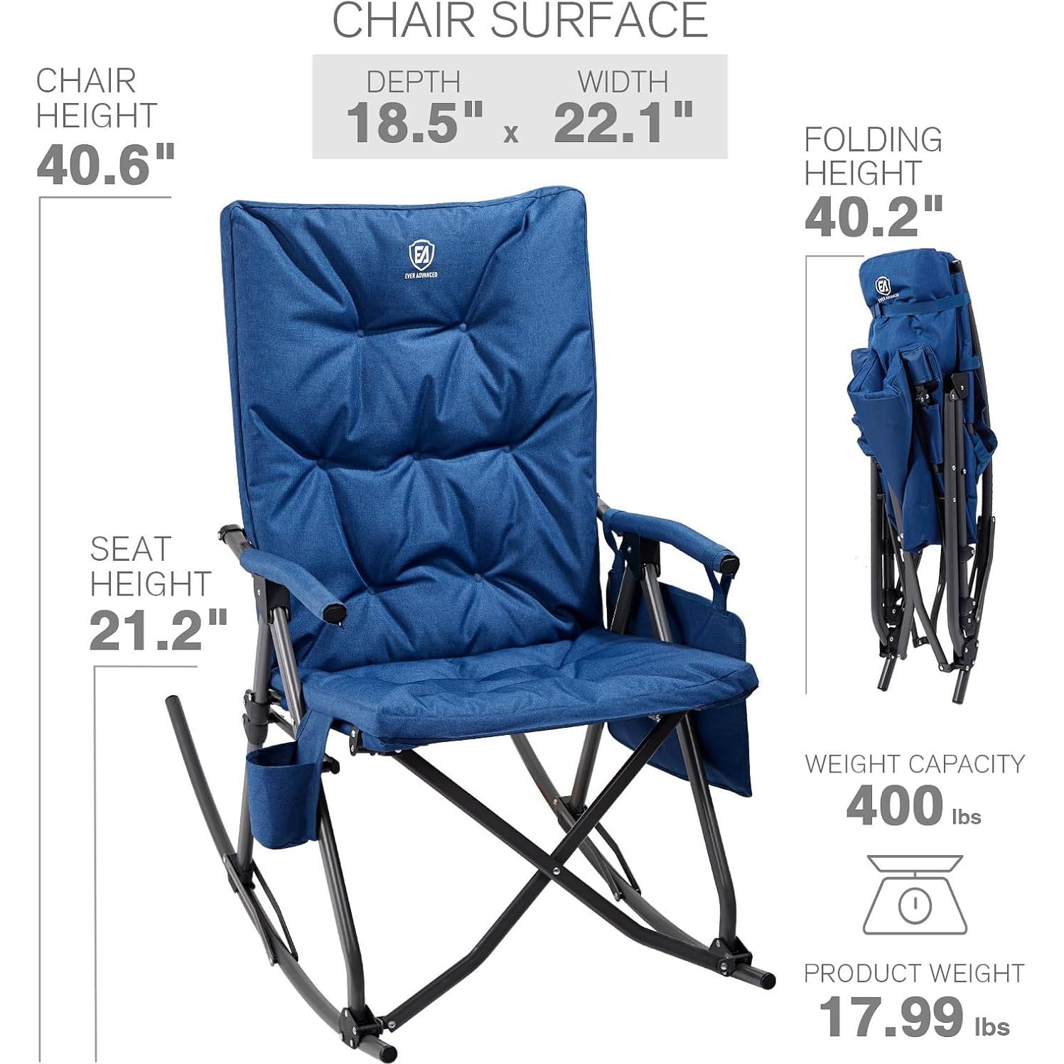 Silla de Camping Plegable Ever Advanced Azul 181kg Acolchada