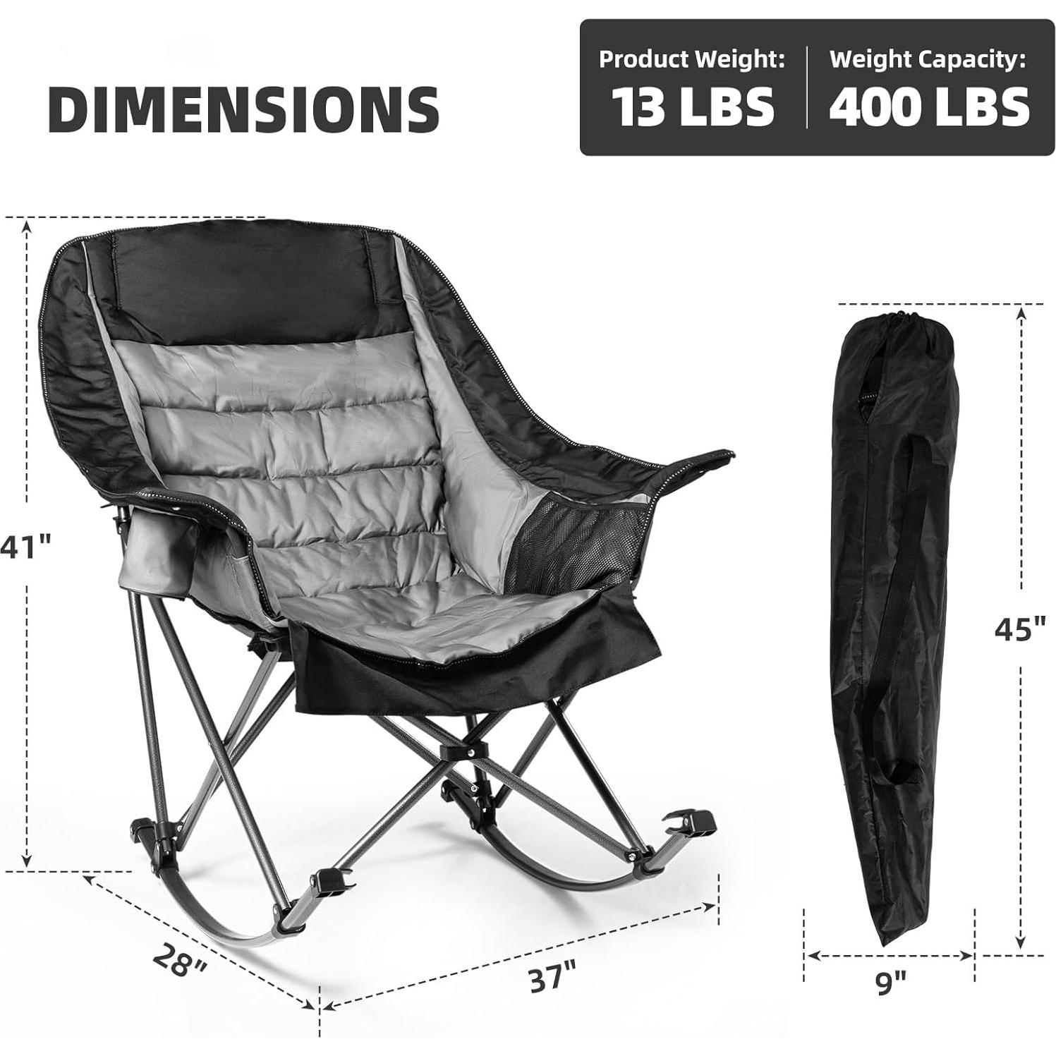 Silla de Camping Mecedora Foristrail Acolchada 181kg Plegable