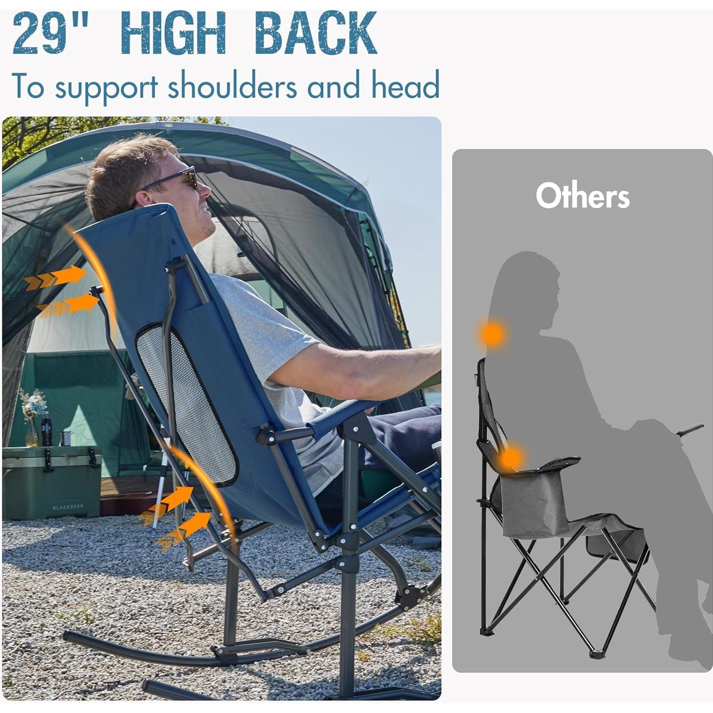 Silla de Camping Plegable Portal Charles con Respaldo Alto