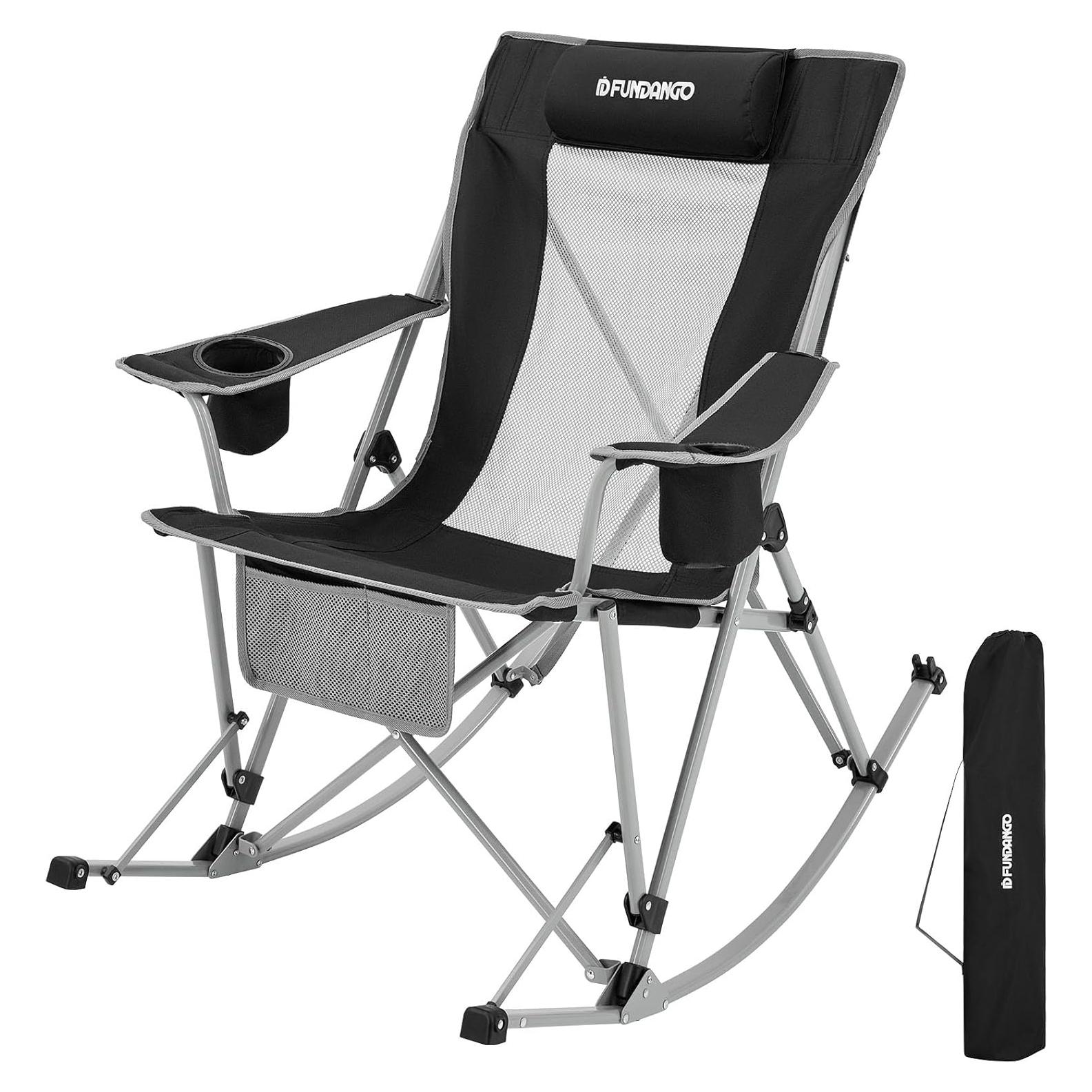 Silla de Camping Balanceante FUNDANGO Plegable con Almohada 136 kg