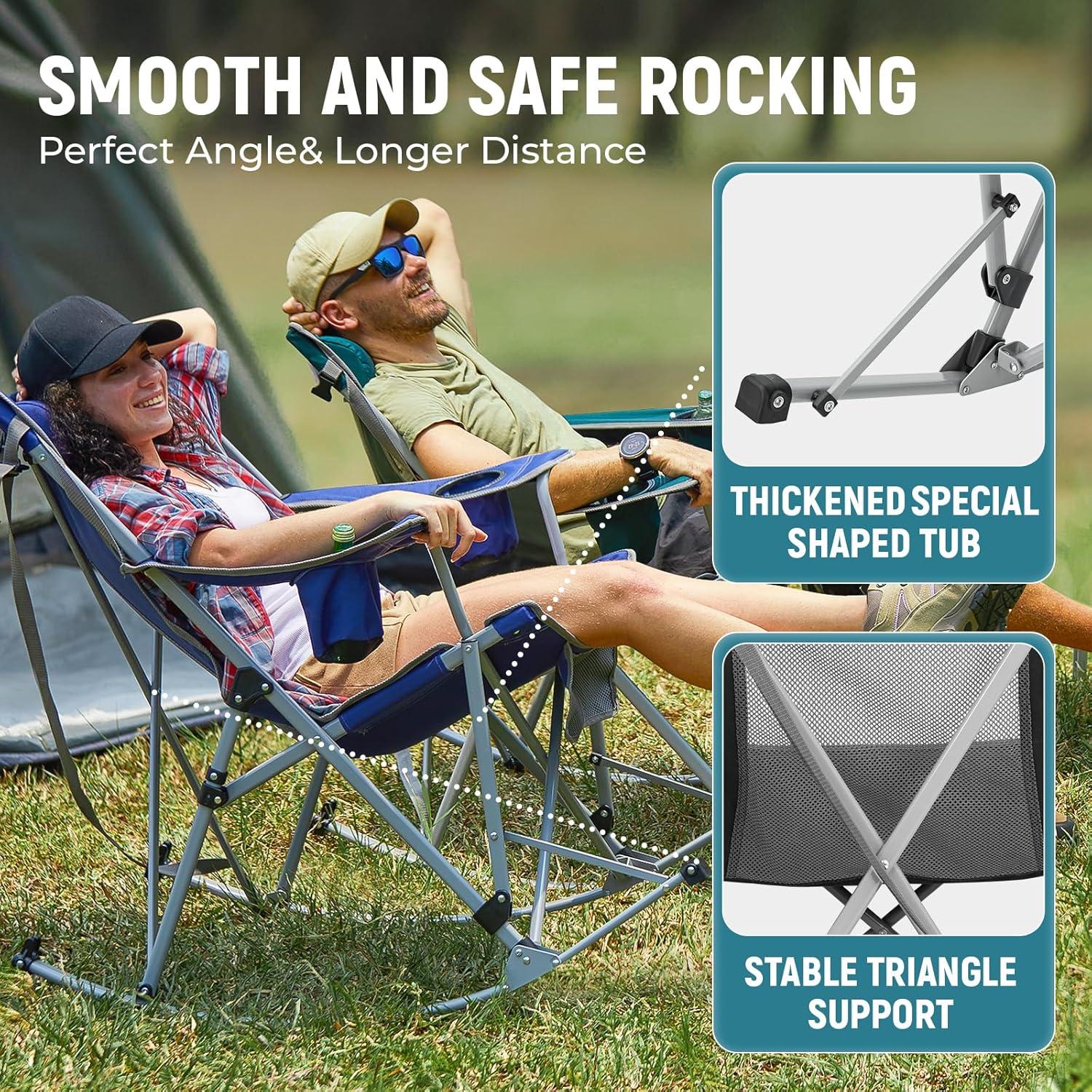 Silla de Camping Balanceante FUNDANGO Plegable con Almohada 136 kg