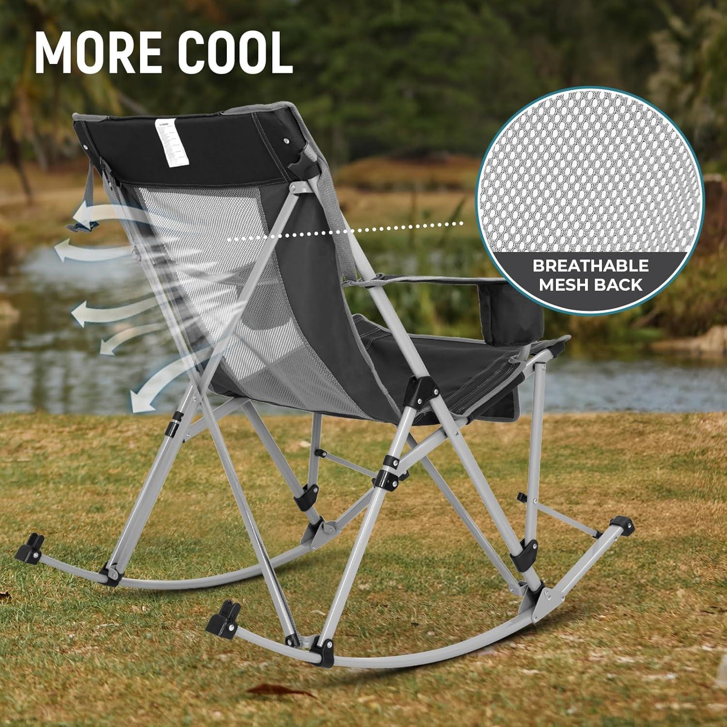 Silla de Camping Balanceante FUNDANGO Plegable con Almohada 136 kg