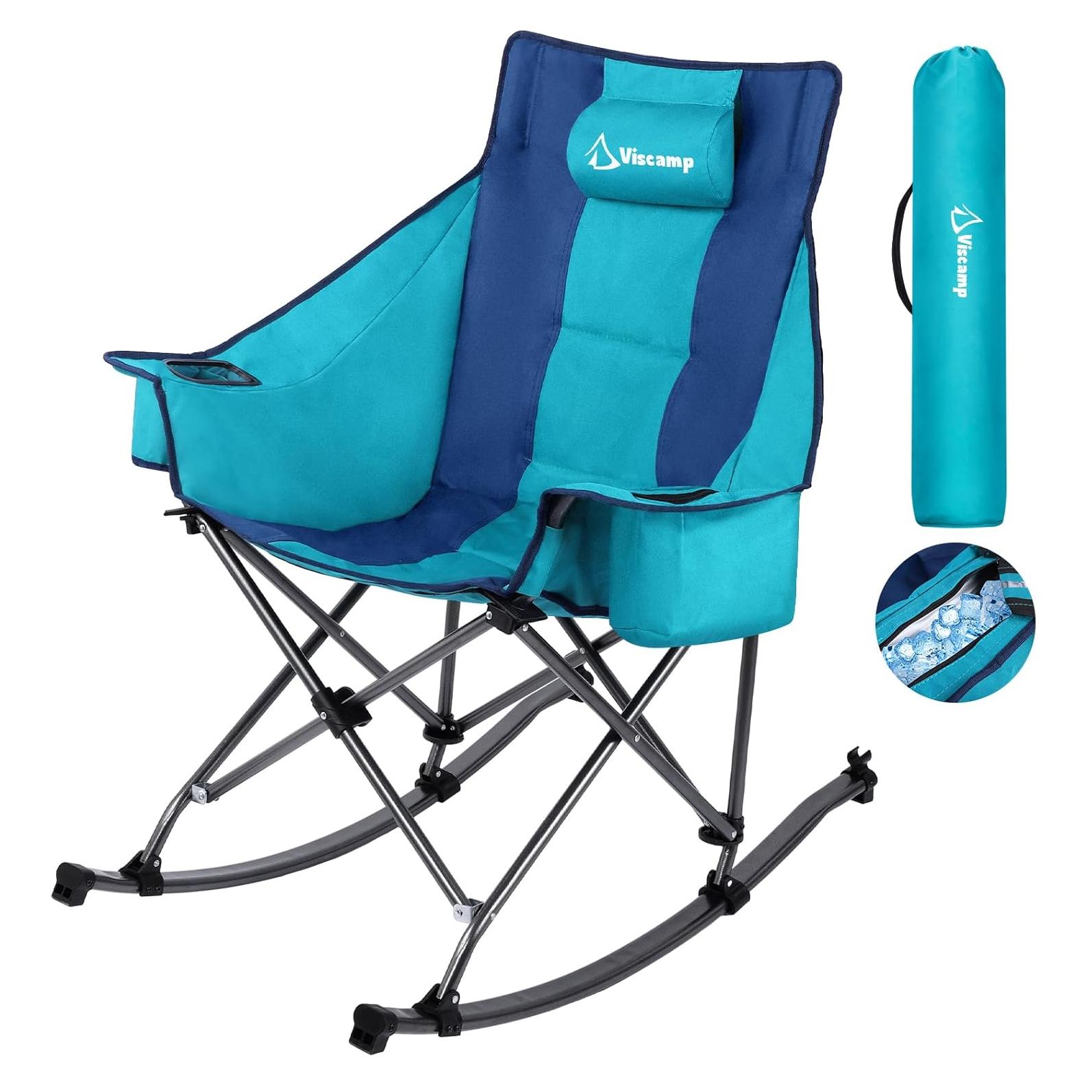 Silla de Camping Plegable Viscamp A1125 Azul 159kg Con Portavasos