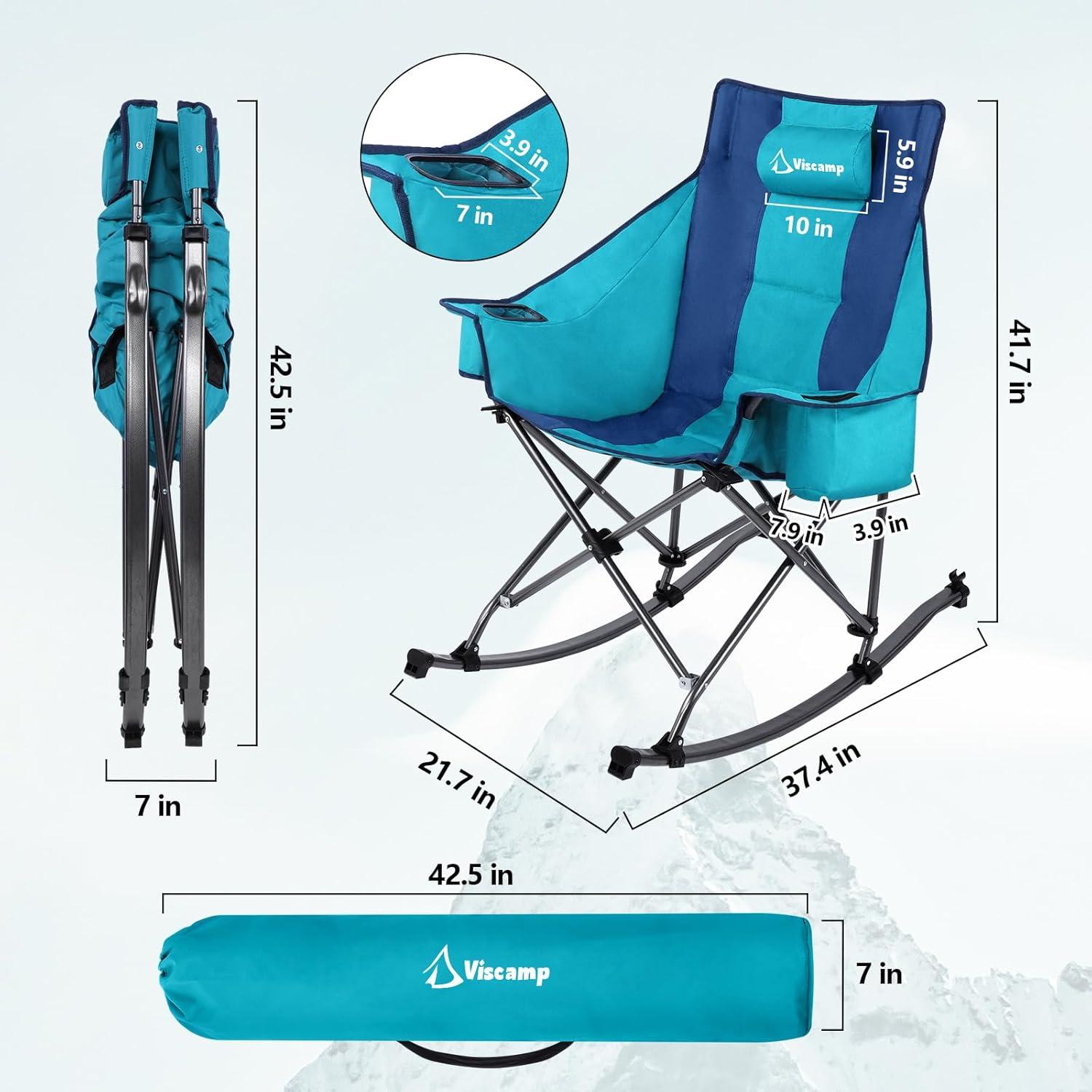 Silla de Camping Plegable Viscamp A1125 Azul 159kg Con Portavasos