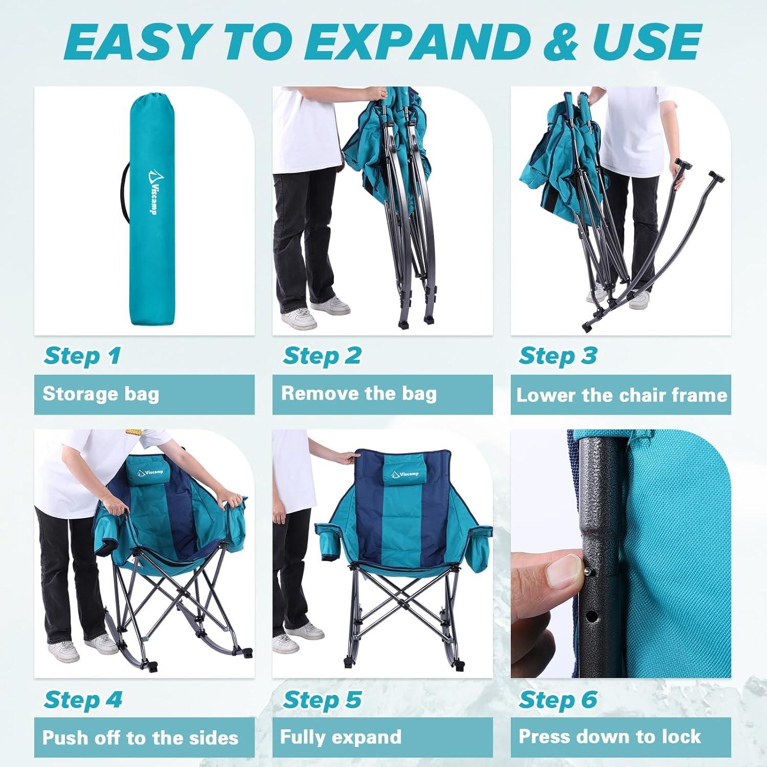 Silla de Camping Plegable Viscamp A1125 Azul 159kg Con Portavasos