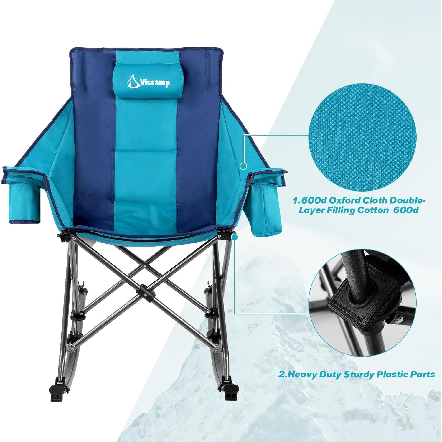 Silla de Camping Plegable Viscamp A1125 Azul 159kg Con Portavasos