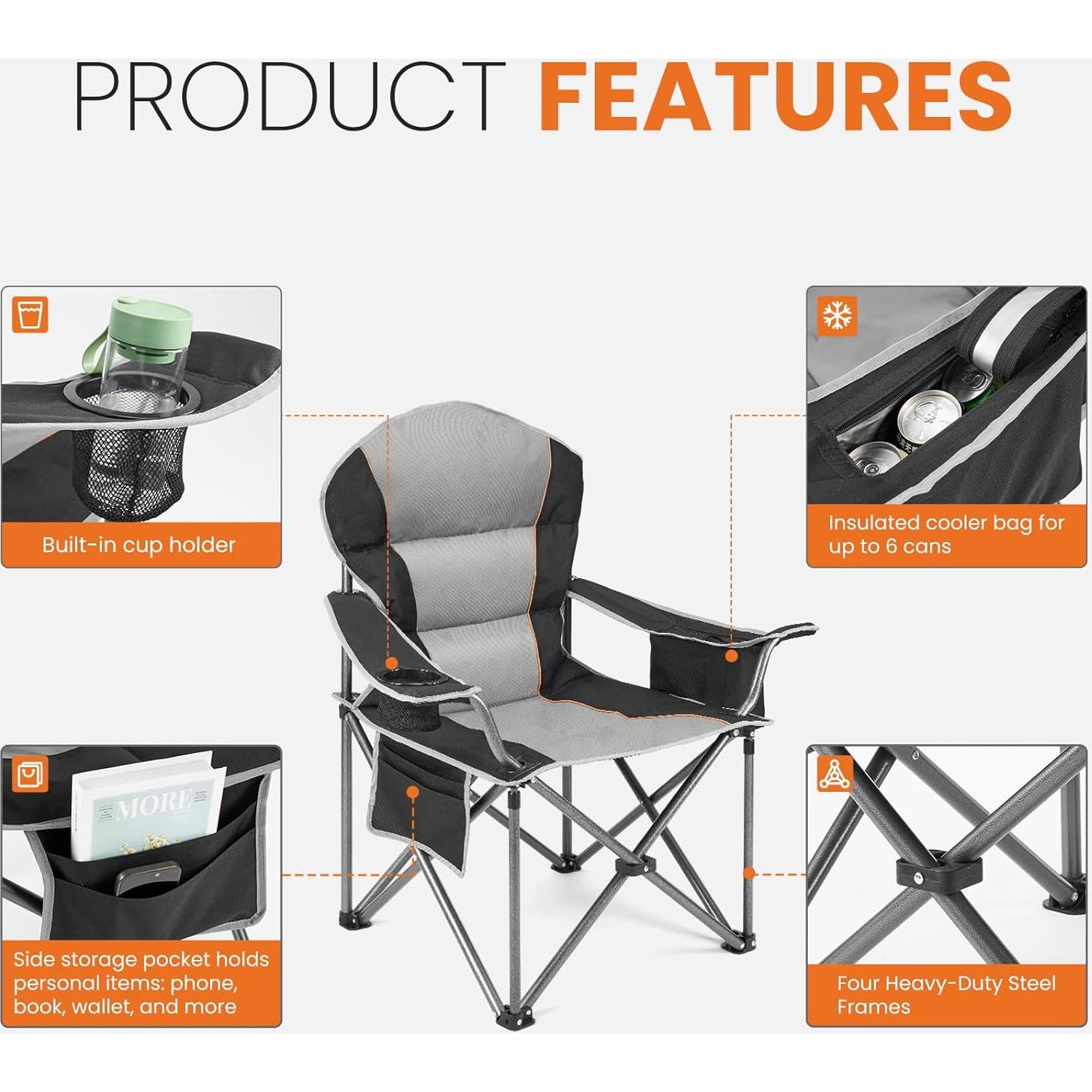 Silla Plegable Camping Sweetcrispy - Soporta hasta 226.8 kg