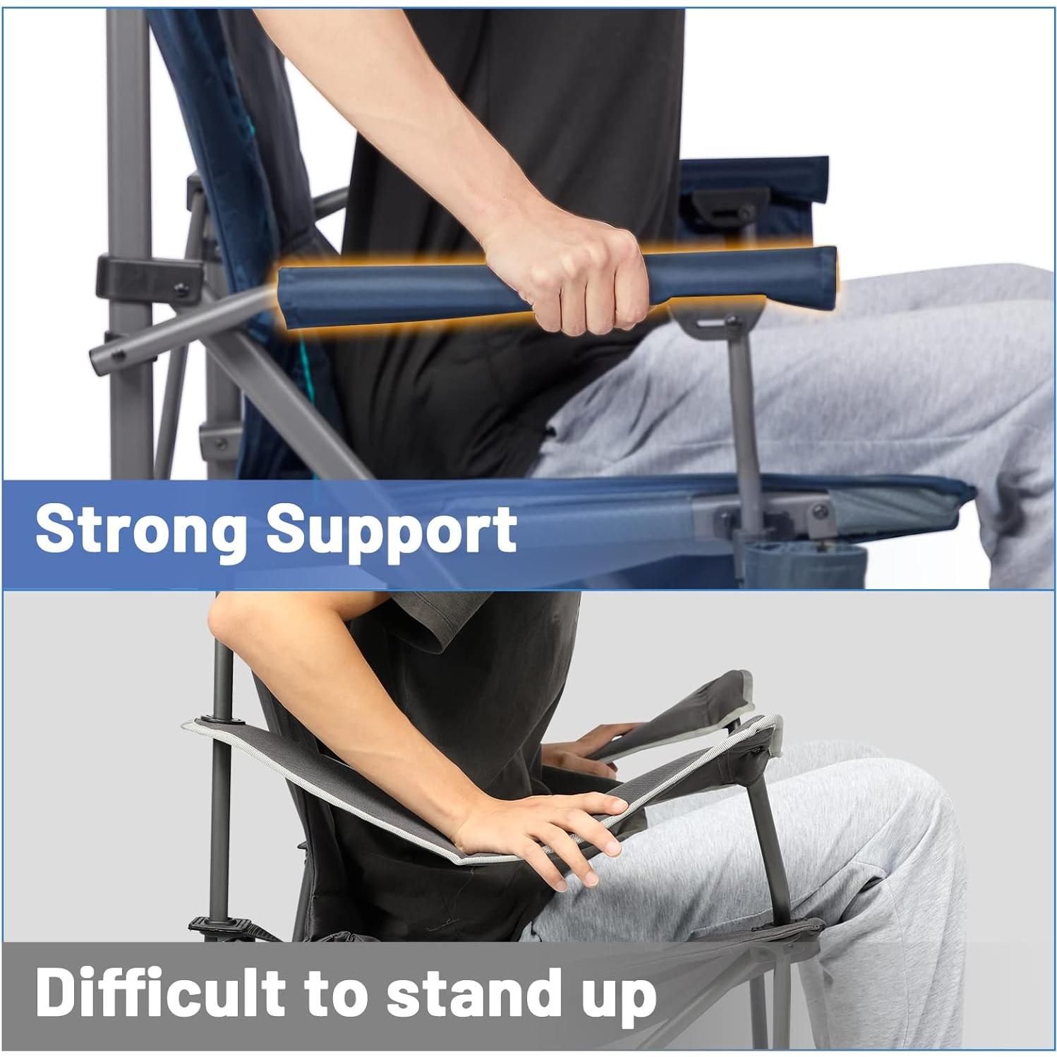 TIMBER RIDGE Oversized Folding Camping Chair High Back Heavy Duty for Adults Support up to 500lbs with Cup Holder, Side Pocket Cooler Bag