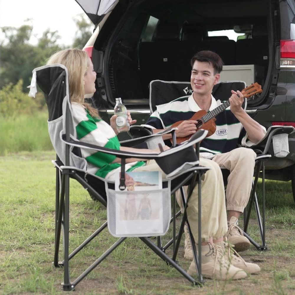 Silla de Camping Plegable KingCamp Sobredimensionada Negra