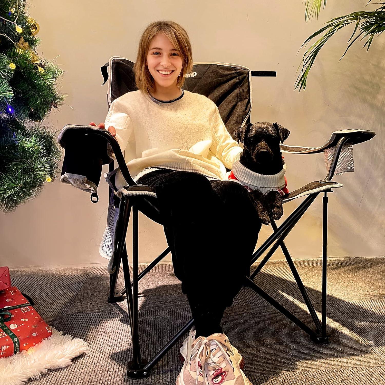 Silla de Camping Plegable KingCamp Sobredimensionada Negra