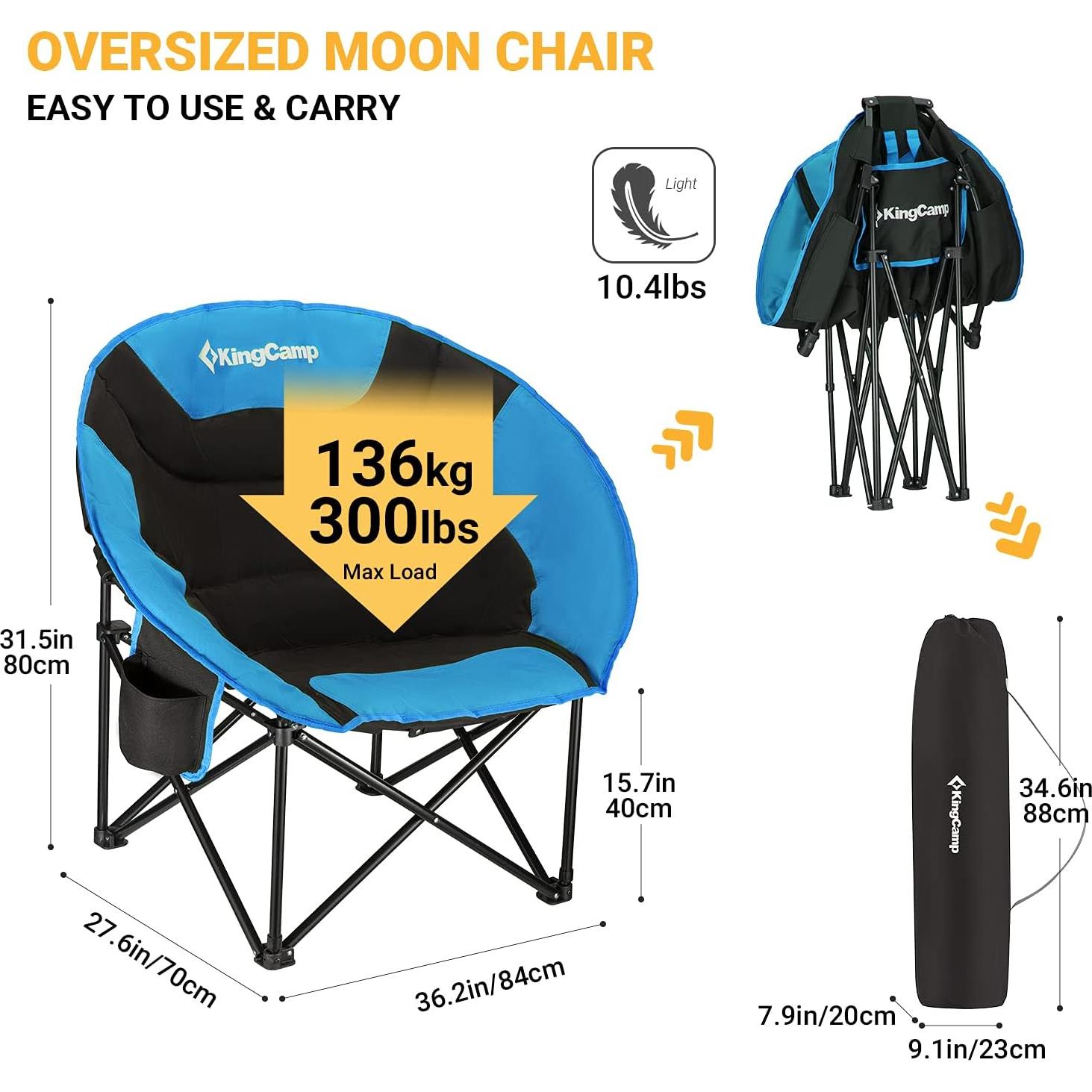 Silla Plegable KingCamp para Camping y Hogar, 120 kg, Azul
