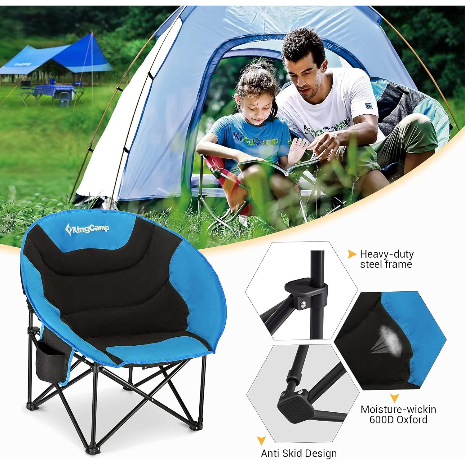 Silla Plegable KingCamp para Camping y Hogar, 120 kg, Azul