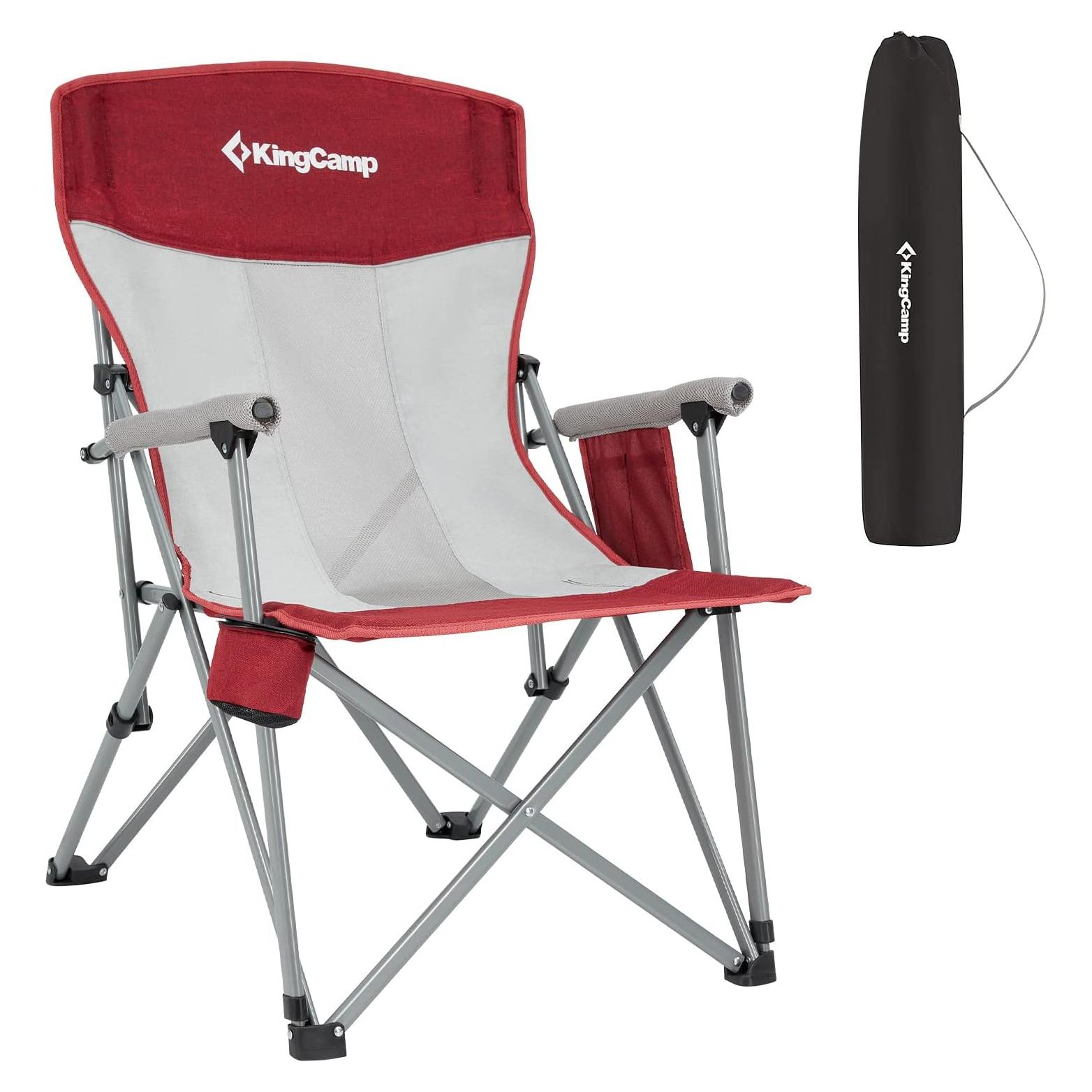 Silla de Camping KingCamp Plegable Soporta 136 kg Azul y Gris