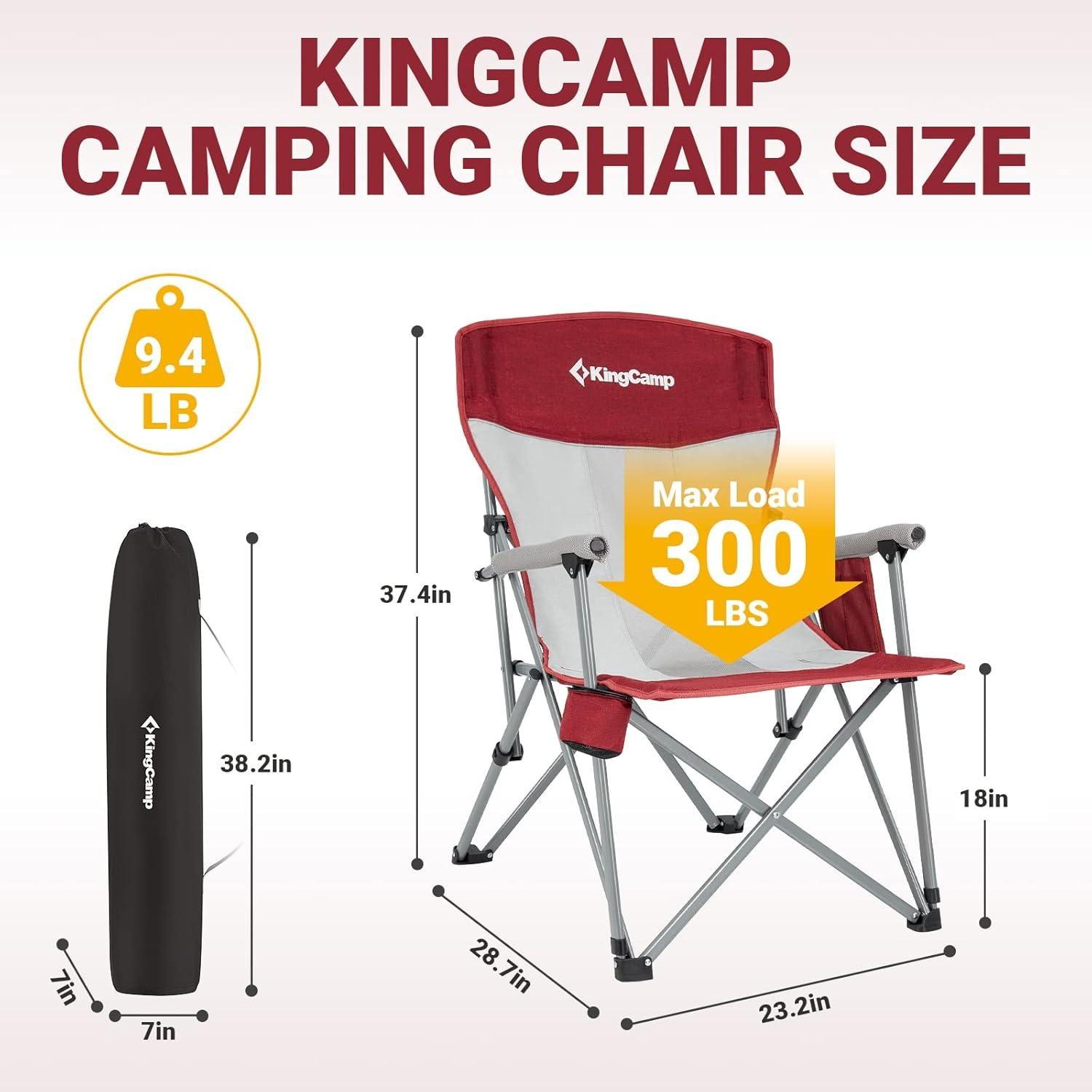 Silla de Camping KingCamp Plegable Soporta 136 kg Azul y Gris