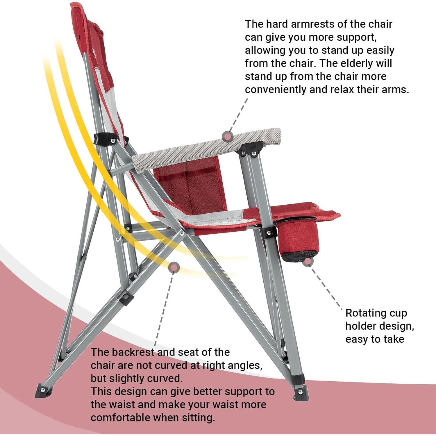 Silla de Camping KingCamp Plegable Soporta 136 kg Azul y Gris