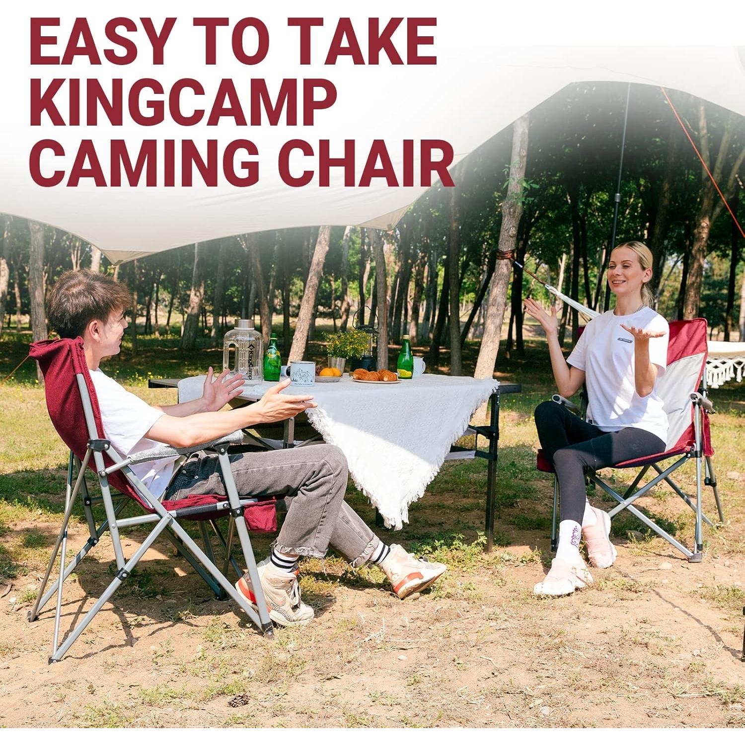 Silla de Camping KingCamp Plegable Soporta 136 kg Azul y Gris