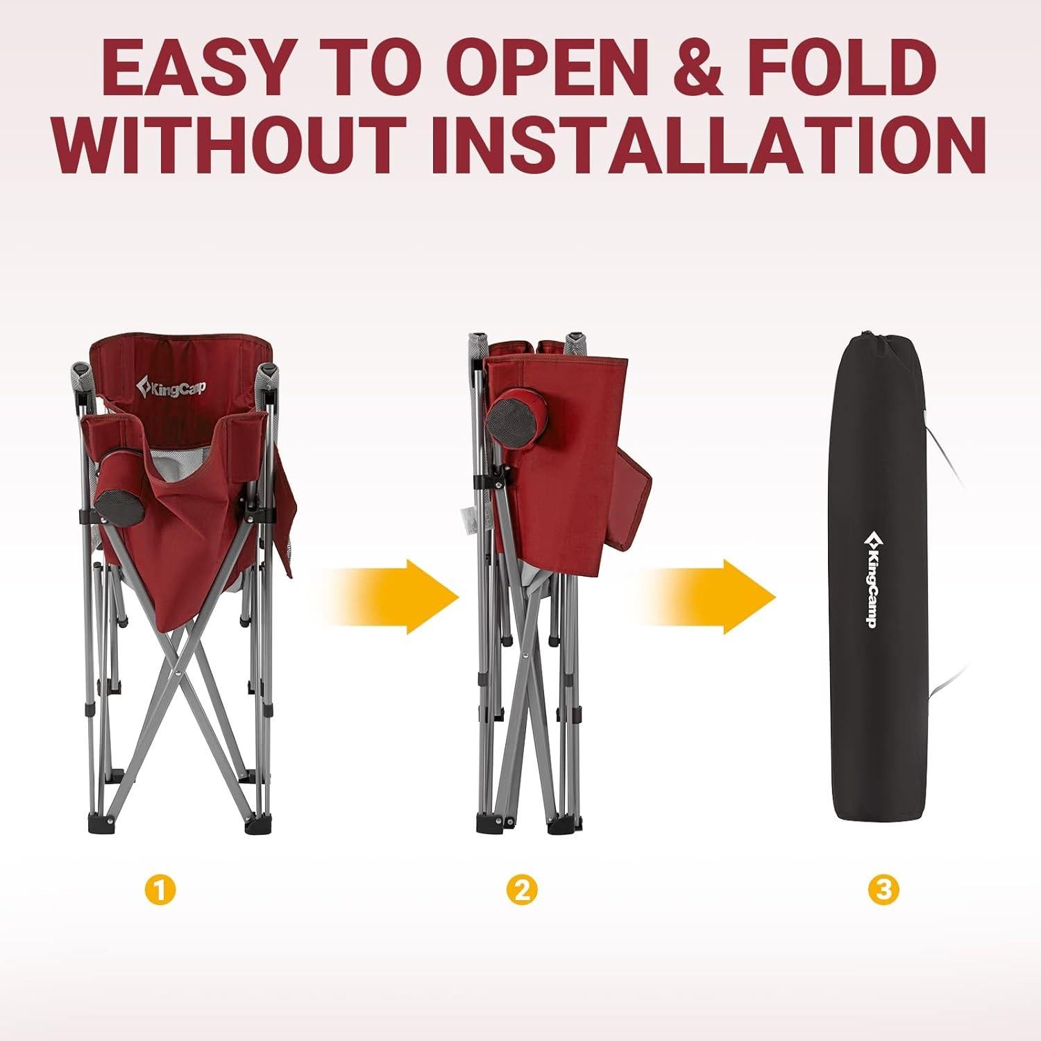 Silla de Camping KingCamp Plegable Soporta 136 kg Azul y Gris