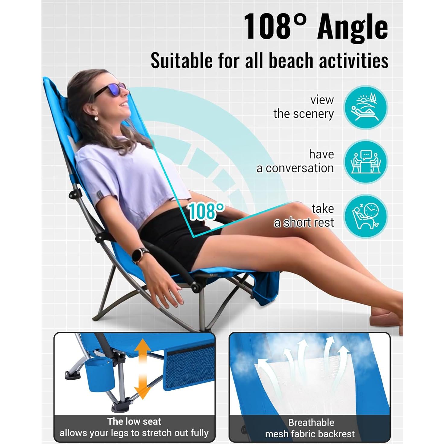 Silla de Playa KingCamp KC1901 Plegable Alta Resistencia 136kg