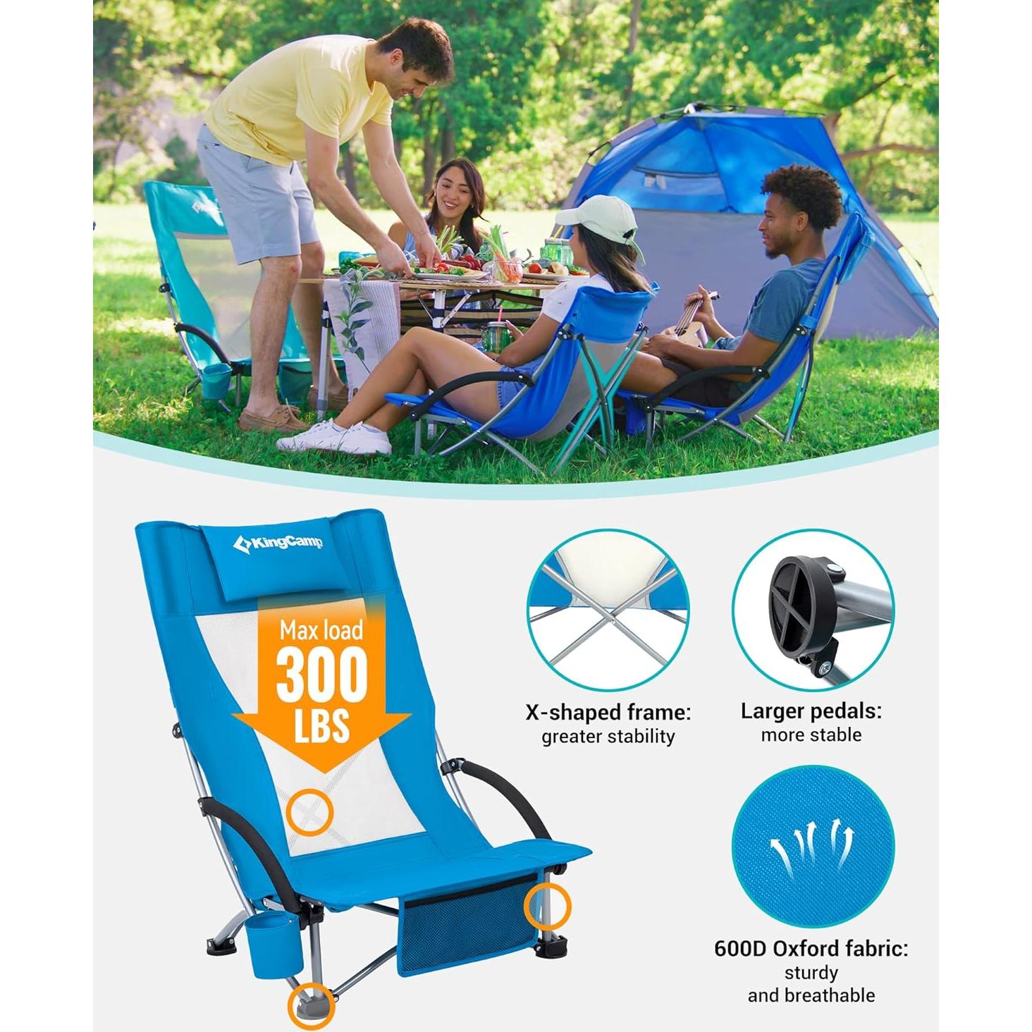 Silla de Playa KingCamp KC1901 Plegable Alta Resistencia 136kg