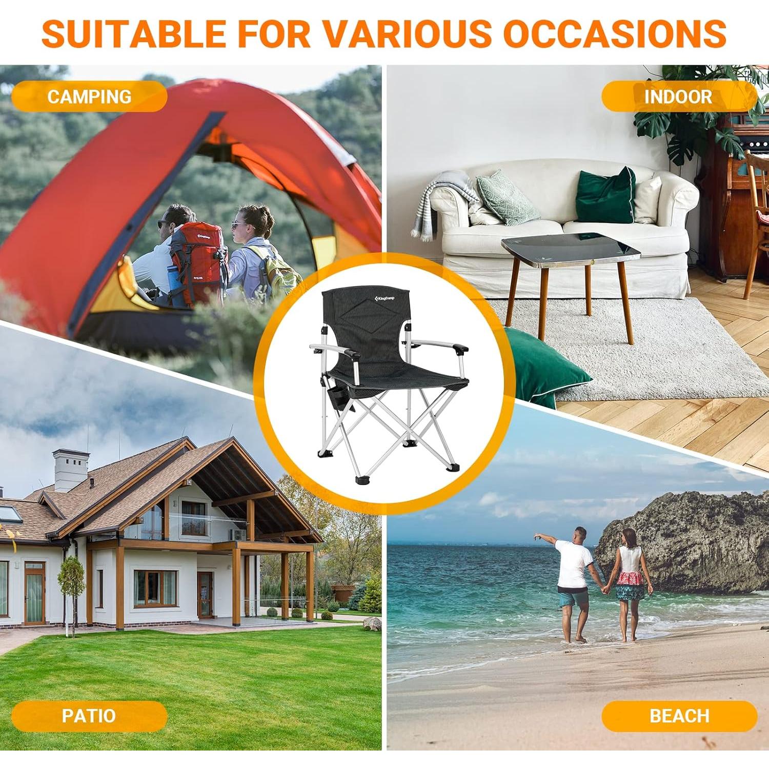 Silla de Camping Plegable KingCamp Deluxe Acolchada 136kg