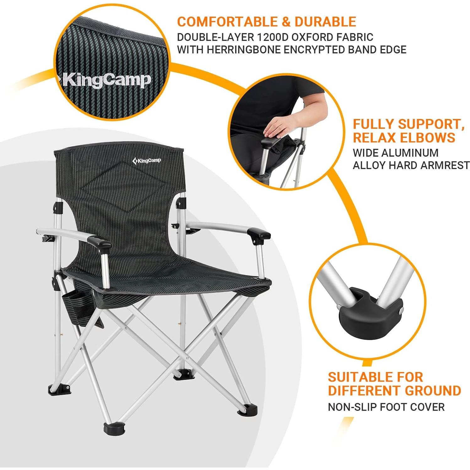 Silla de Camping Plegable KingCamp Deluxe Acolchada 136kg