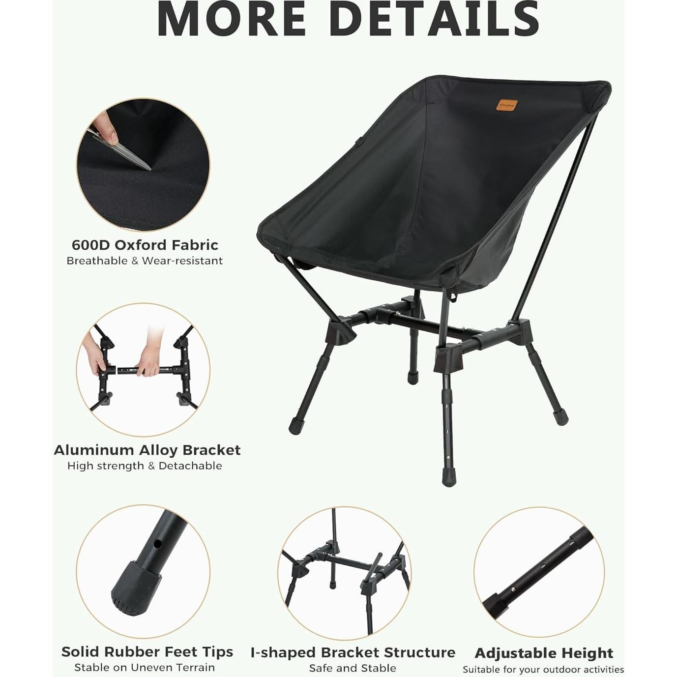 Silla de Camping Ligera KingCamp - Aluminio 7075 Plegable 136kg