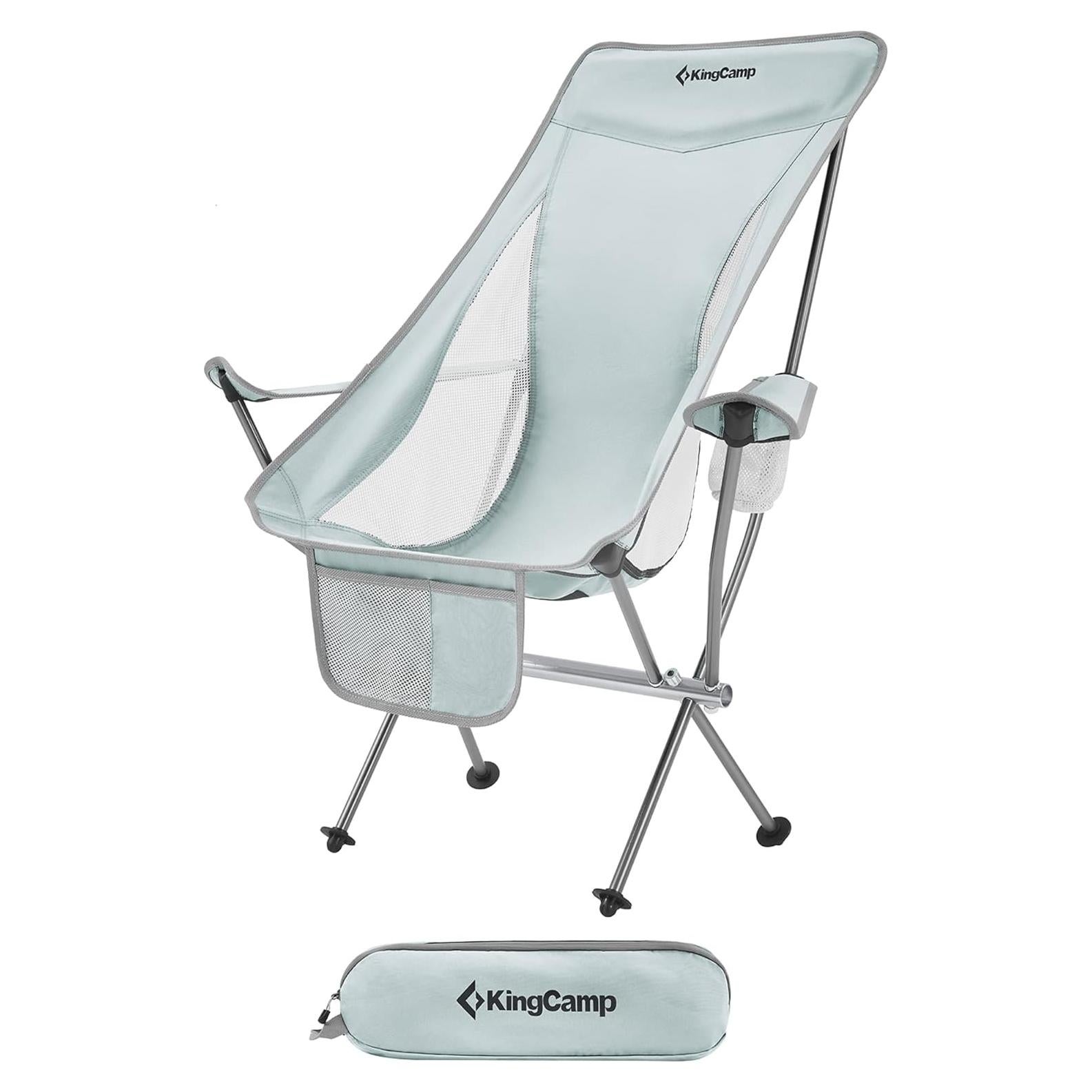Silla de Camping Plegable KingCamp KC2015 Gris con Reposabrazos