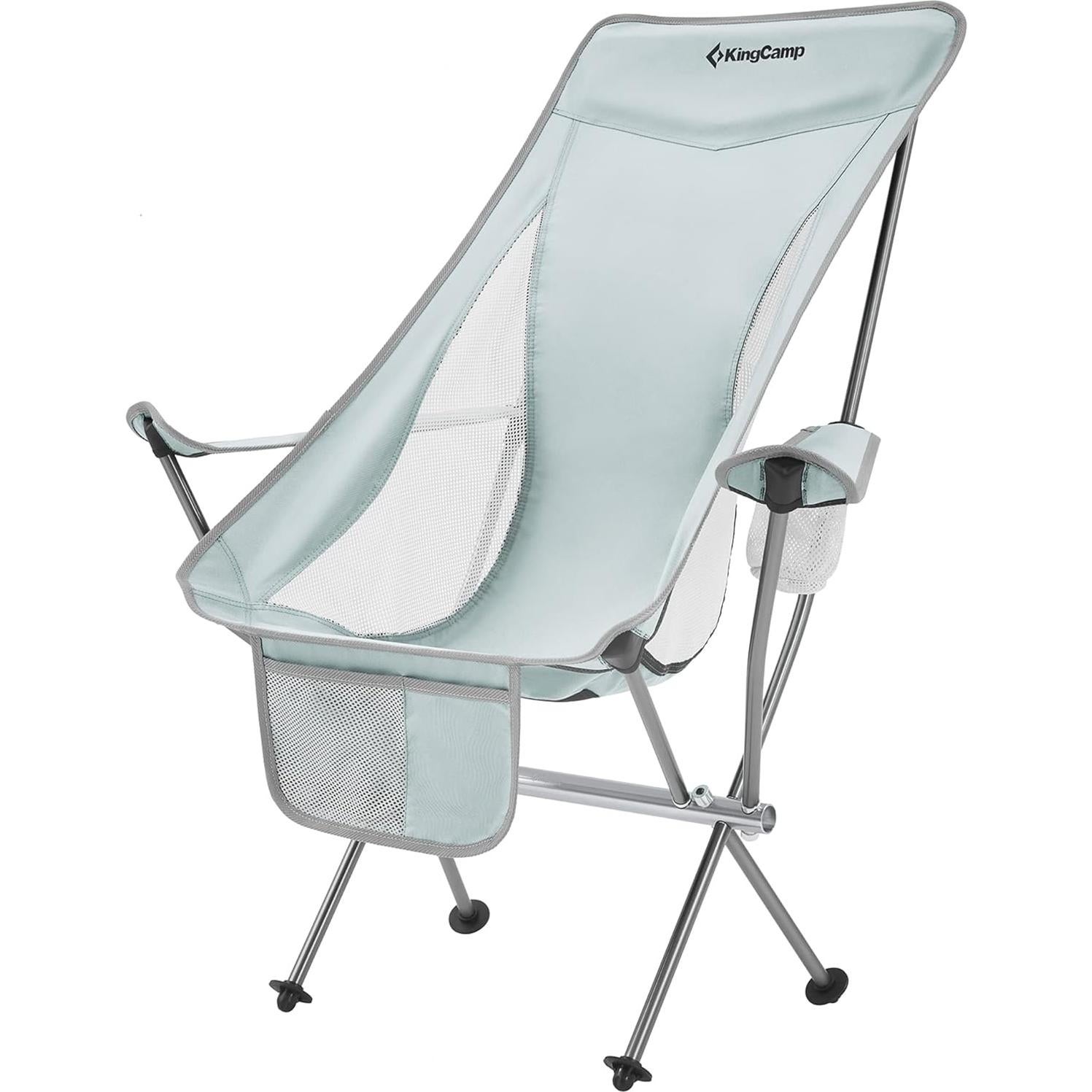 Silla de Camping Plegable KingCamp KC2015 Gris con Reposabrazos