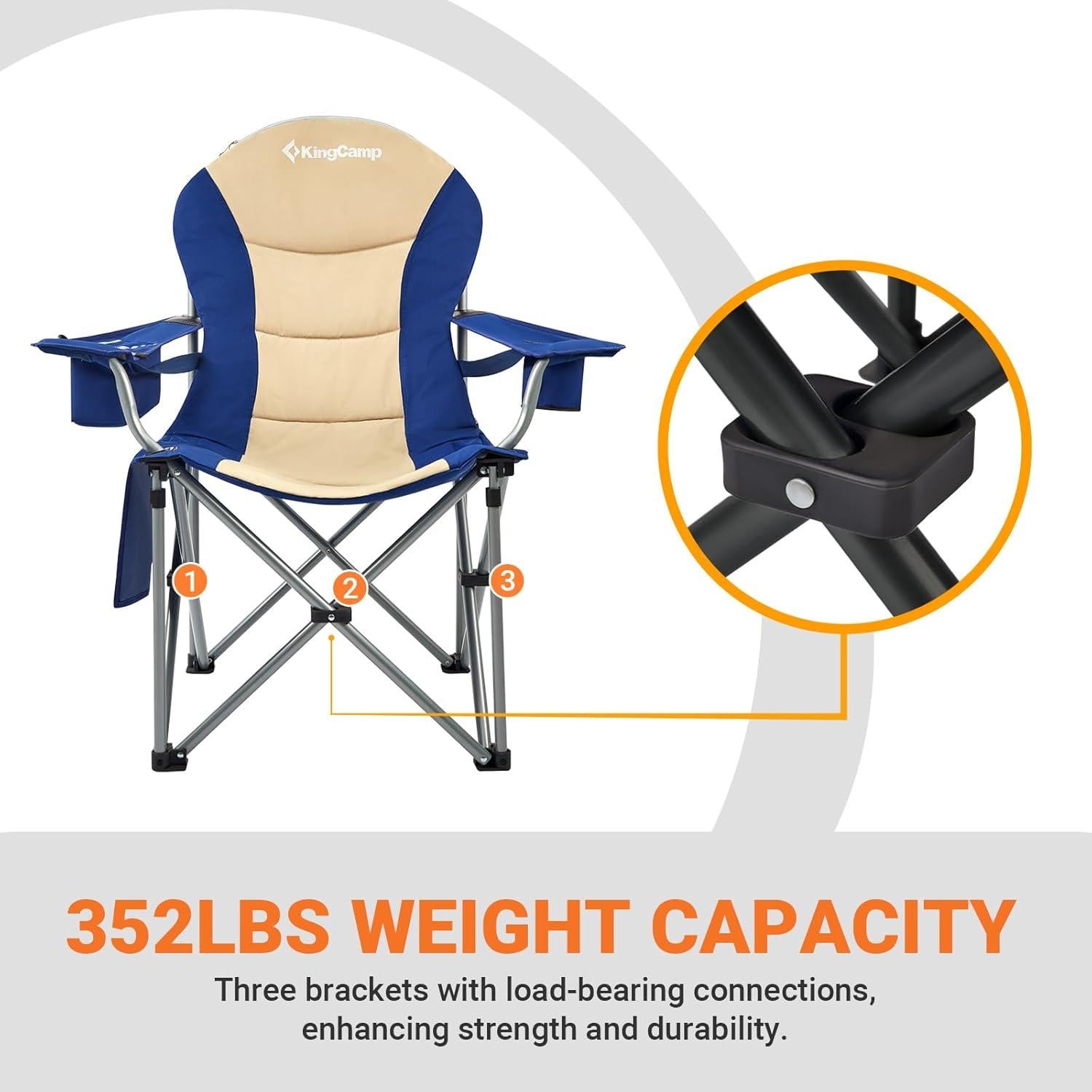 Silla de Camping Plegable KingCamp con Soporte Lumbar 160kg