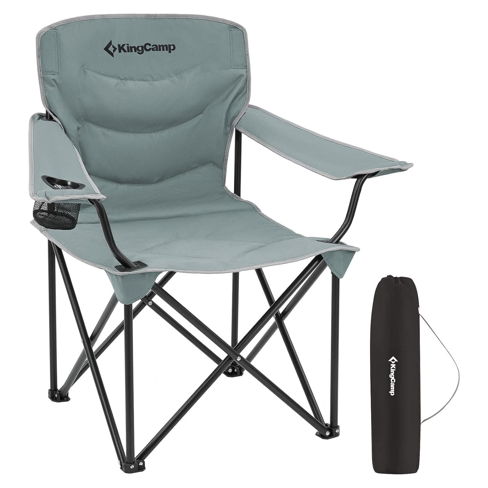Silla Plegable KingCamp Cuádruple Acolchada 136 kg Gris