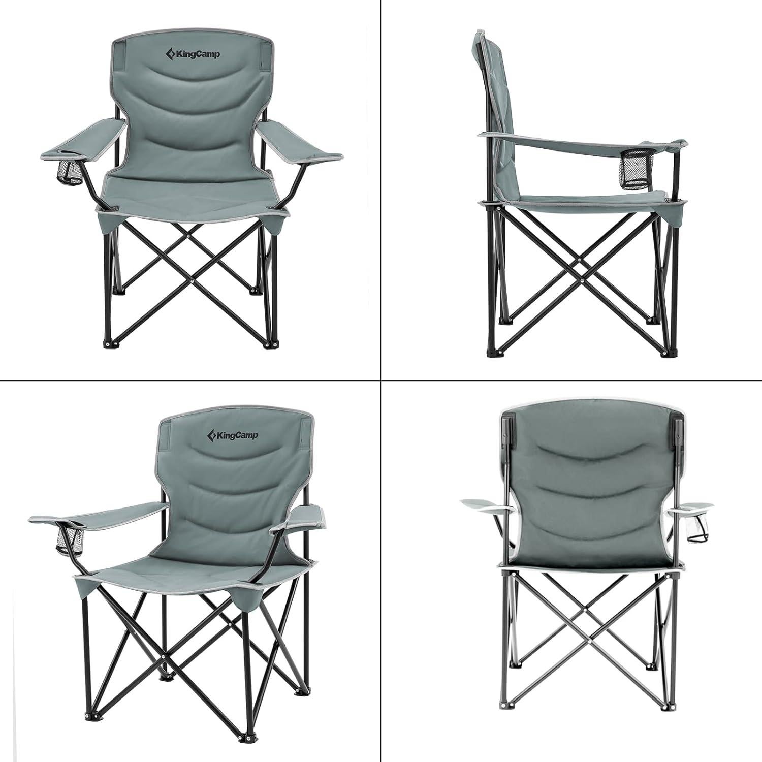 Silla Plegable KingCamp Cuádruple Acolchada 136 kg Gris