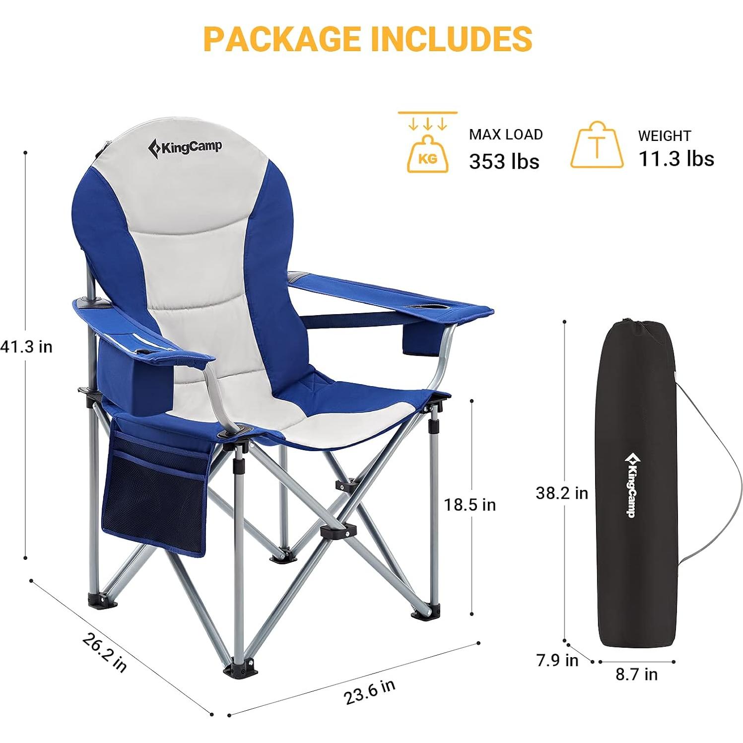 Silla de Camping Plegable KingCamp con Soporte Lumbar 160 kg