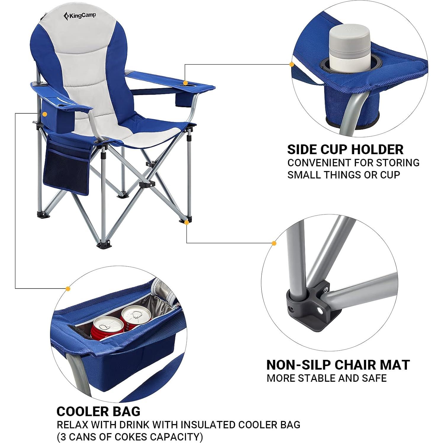 Silla de Camping Plegable KingCamp con Soporte Lumbar 160 kg