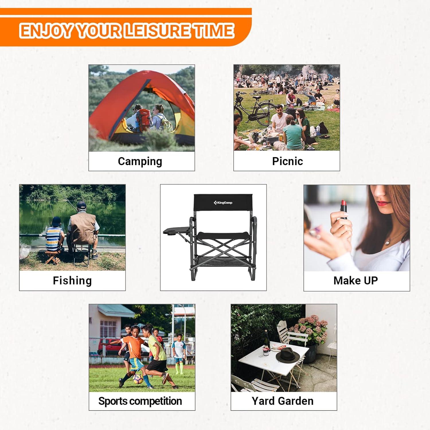 Sillas de Camping Plegables KingCamp 2 Pack con Mesa Lateral