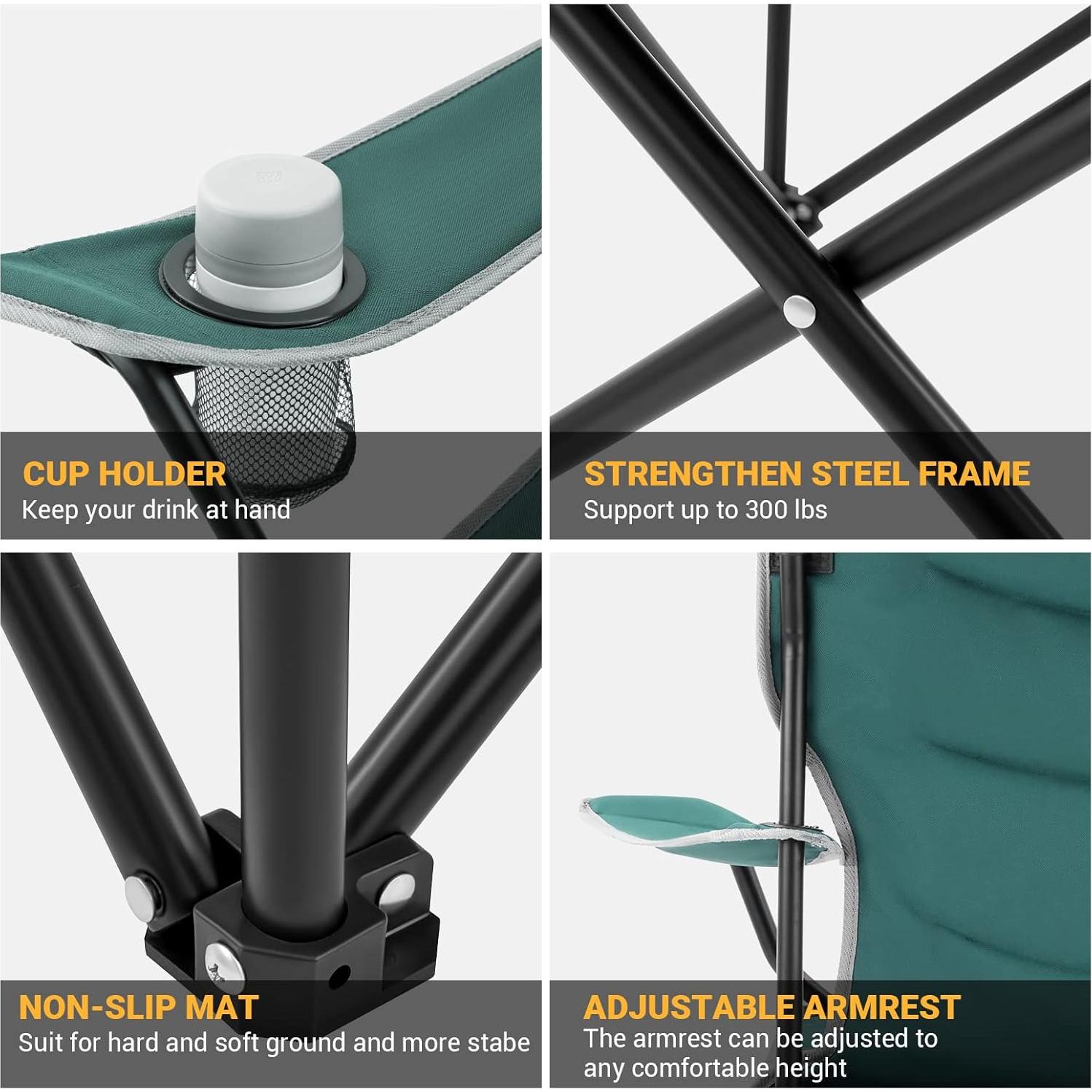 Silla Plegable KingCamp Sobredimensionada Verde 136 kg