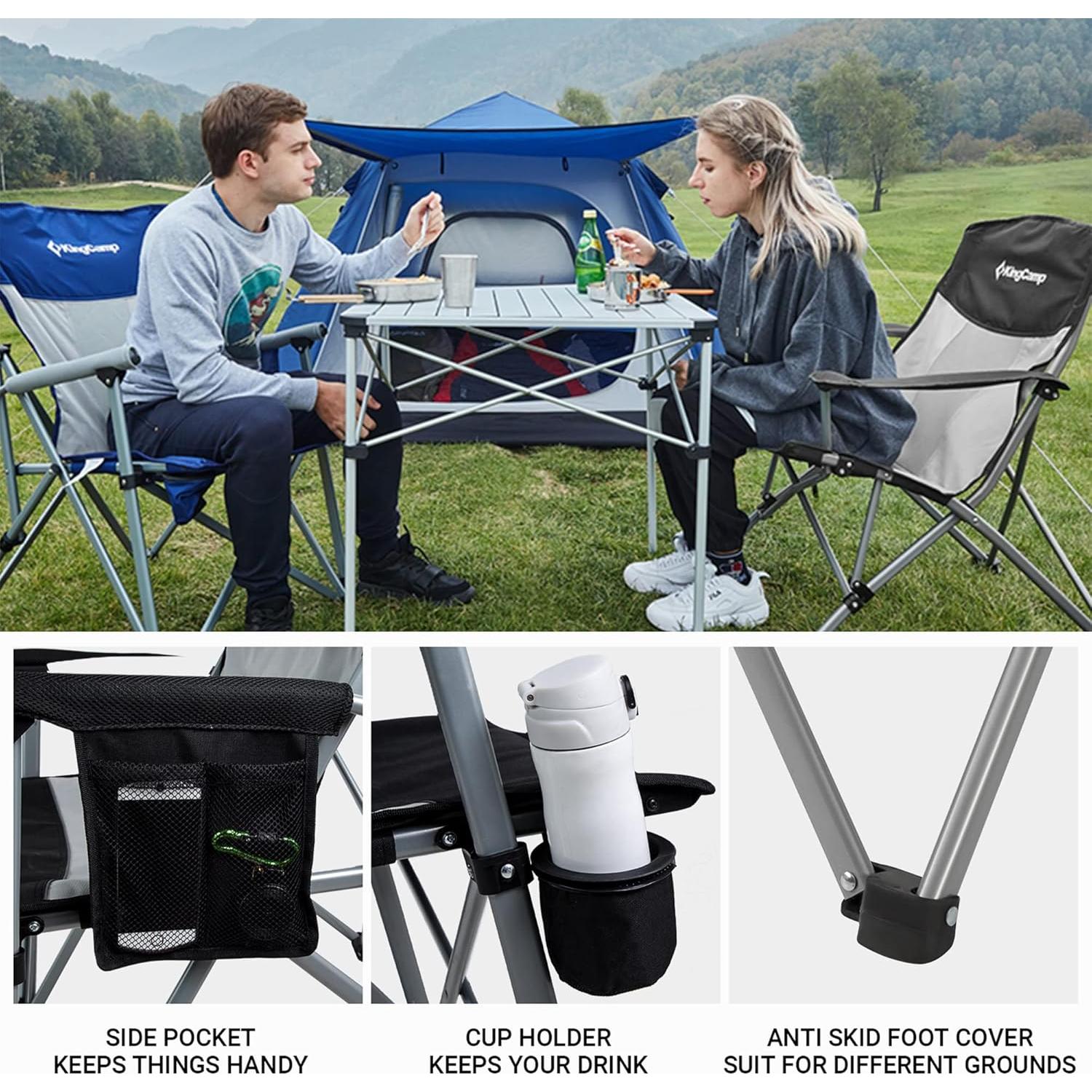 Silla Plegable KingCamp Acolchada para Camping con Respaldo