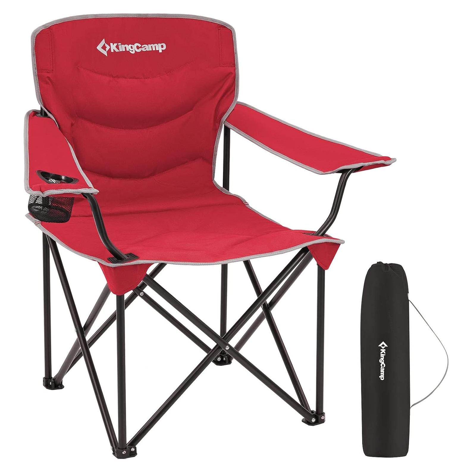 Silla de Camping Plegable KingCamp Acolchada 136kg Roja