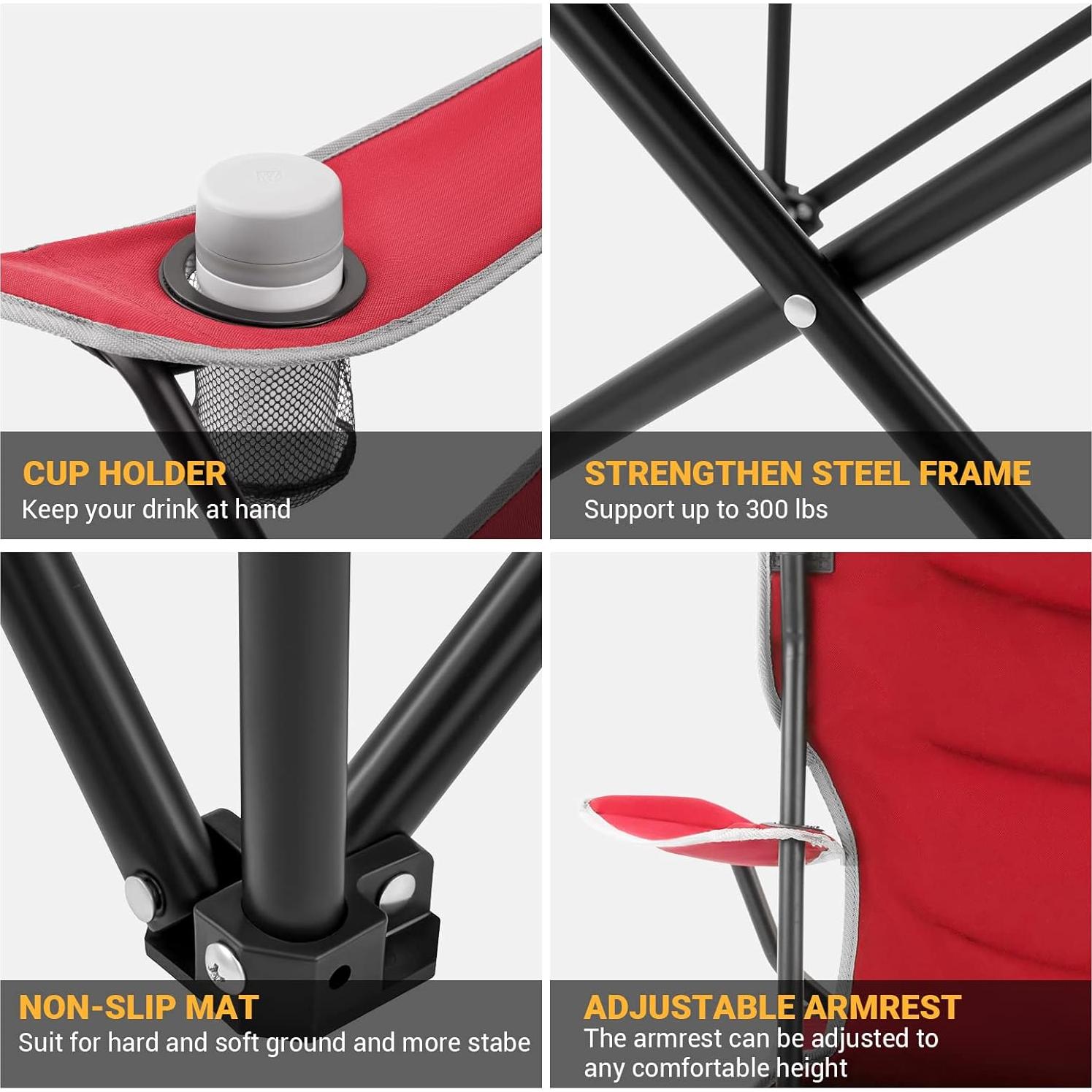 Silla de Camping Plegable KingCamp Acolchada 136kg Roja