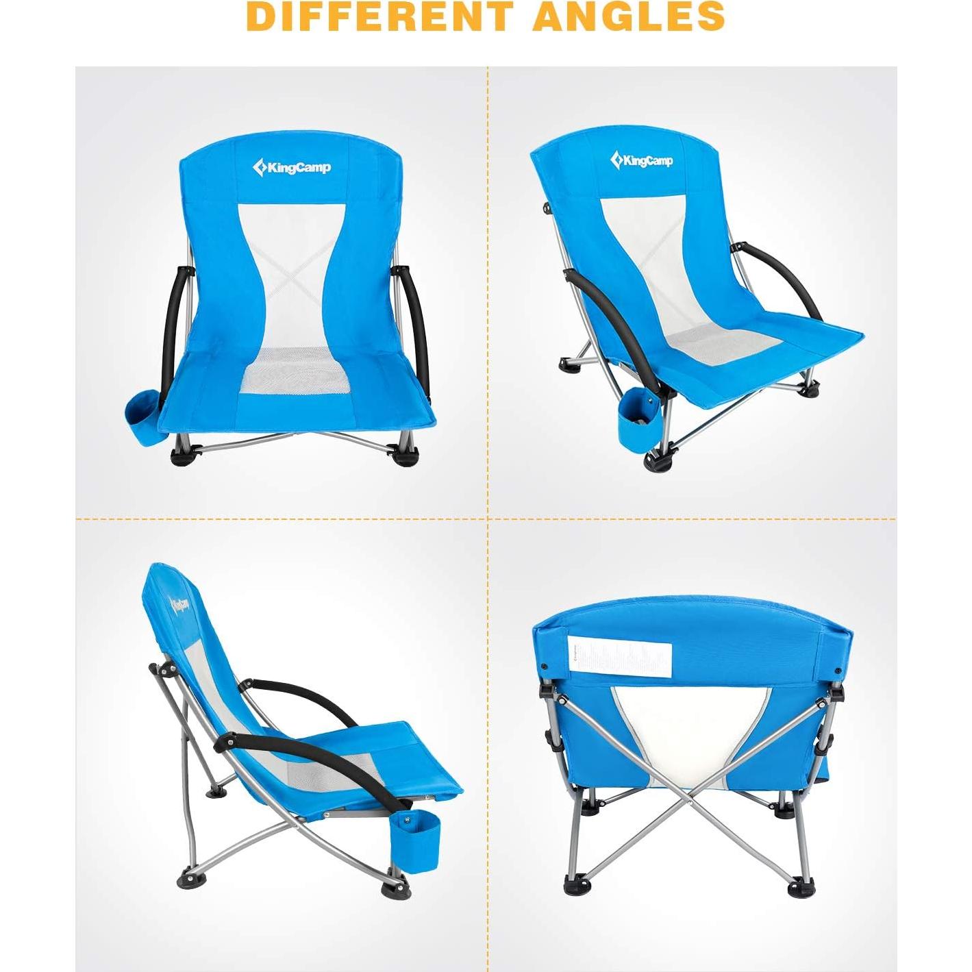 Silla de Playa Plegable KingCamp KC3841 Azul con Portavasos