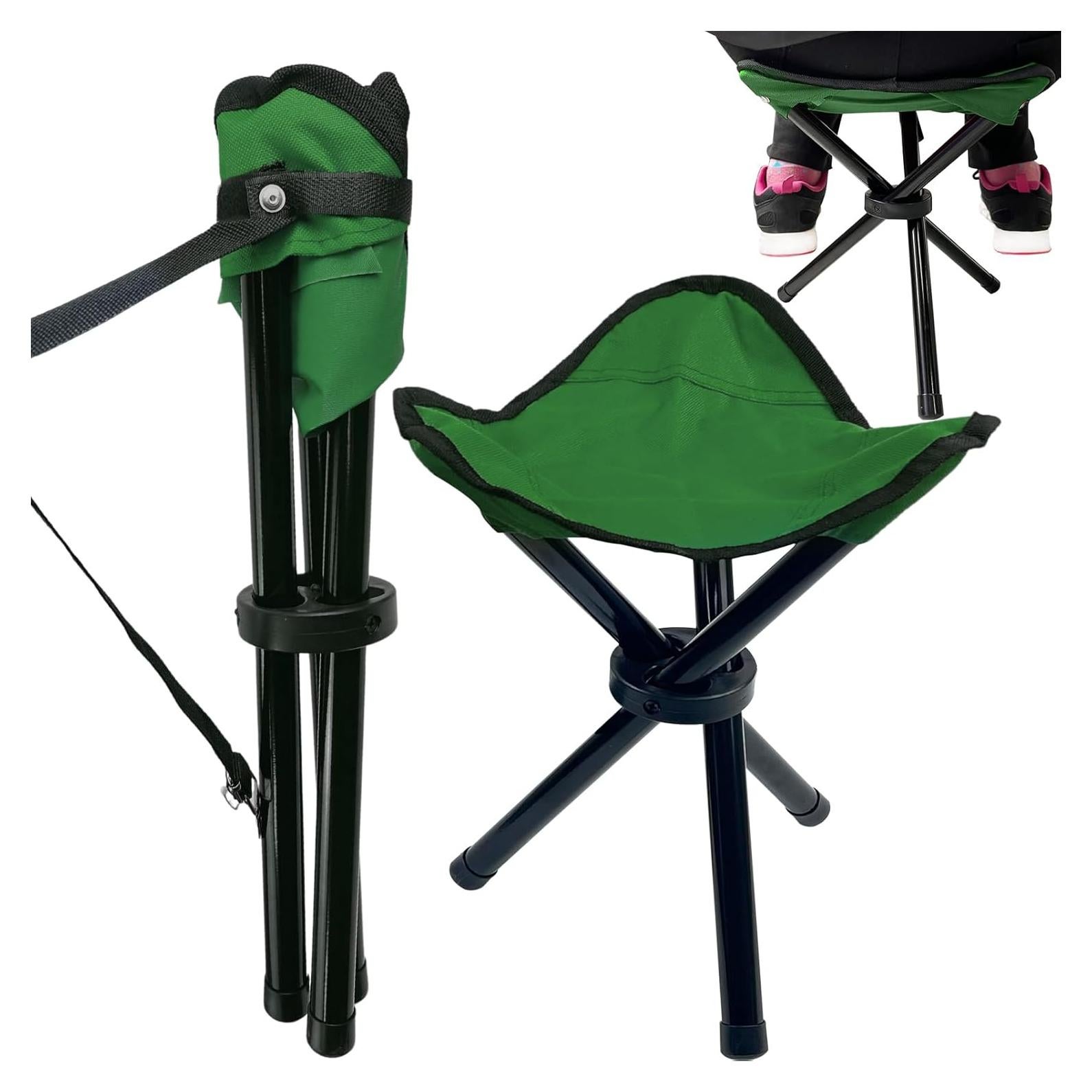 Taburete de Camping Plegable CebraBounze 37 cm Verde 136 kg