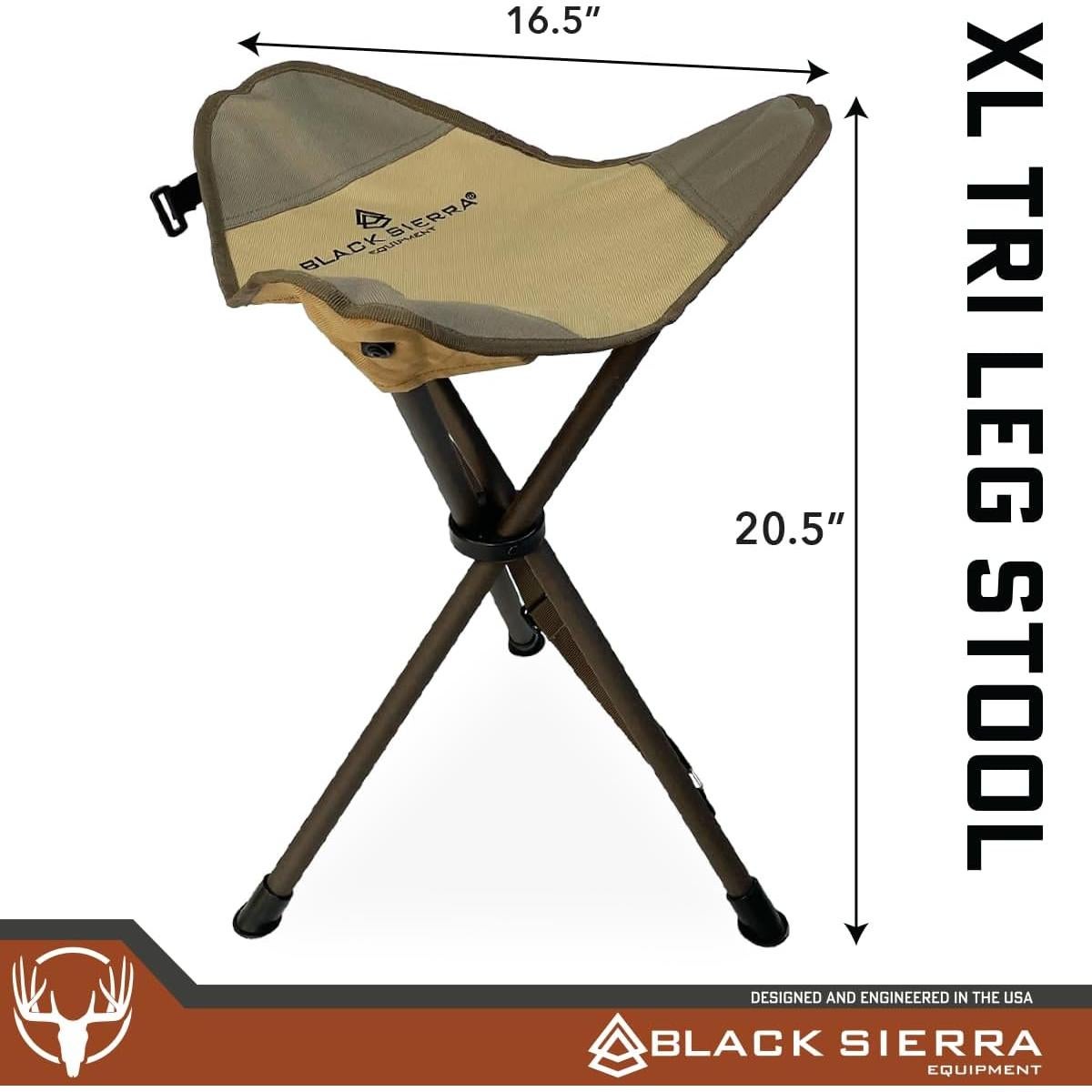 Taburete de Caza Plegable Black Sierra XL, Soporta 102 kg
