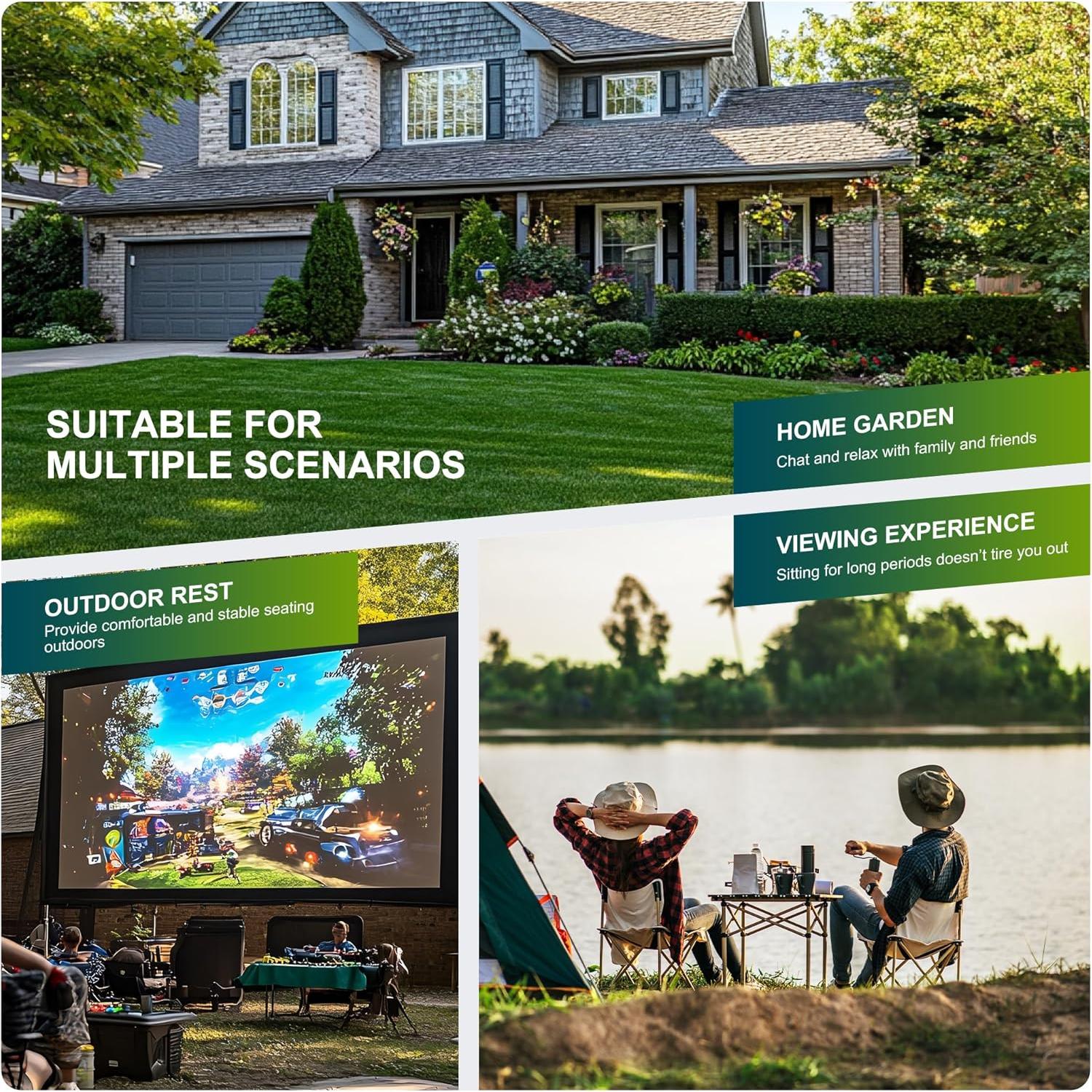 ALPHA CAMP Oversized Folding Camping Chairs High Backrest Heavy Duty Lawn Chairs for Adults Support 500 LBS Portable Camp Chairs with Cup Holders Large Side Pocket for Outdoor