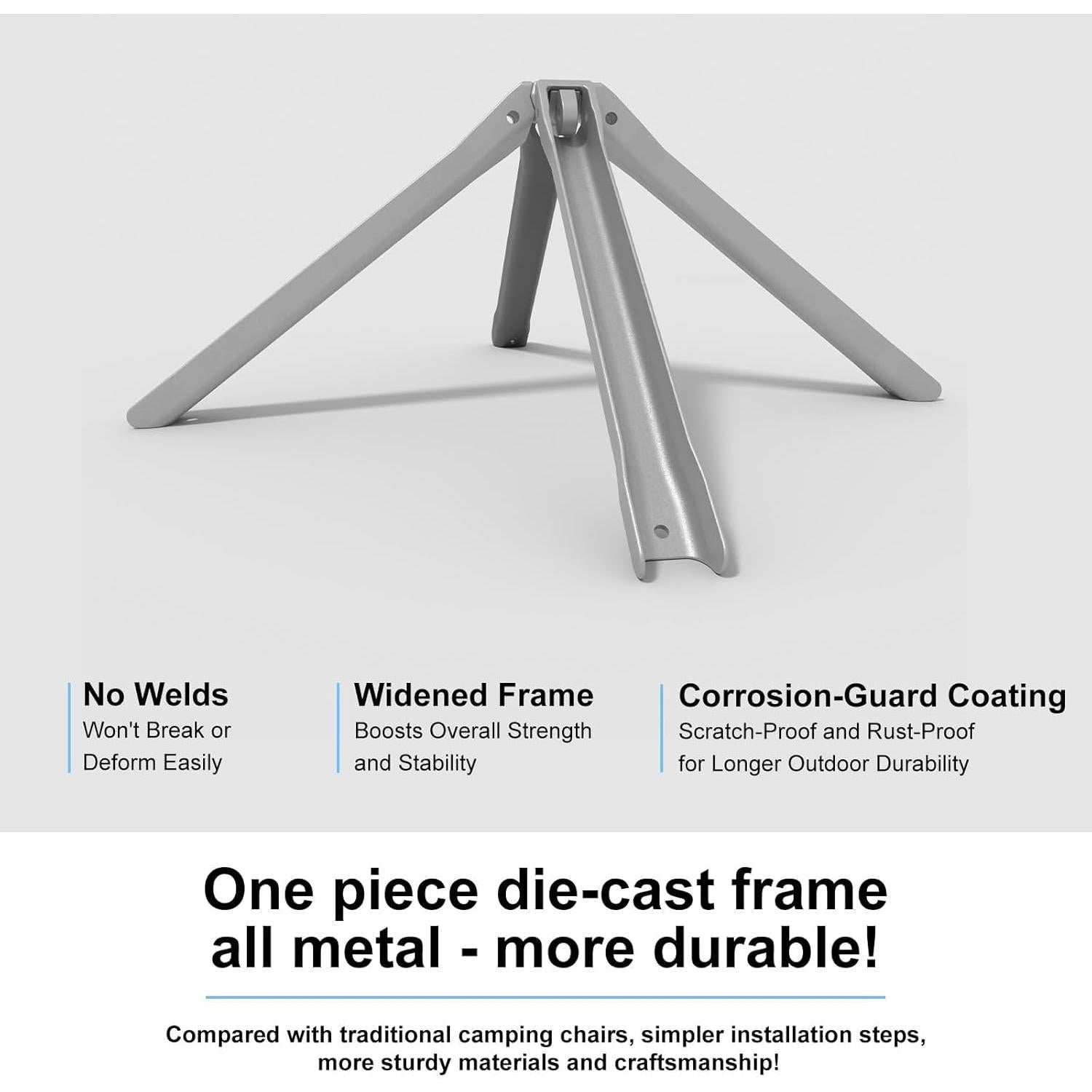 Silla de Camping Plegable MTRVR Negra, Soporta 272 Kg, Ligera