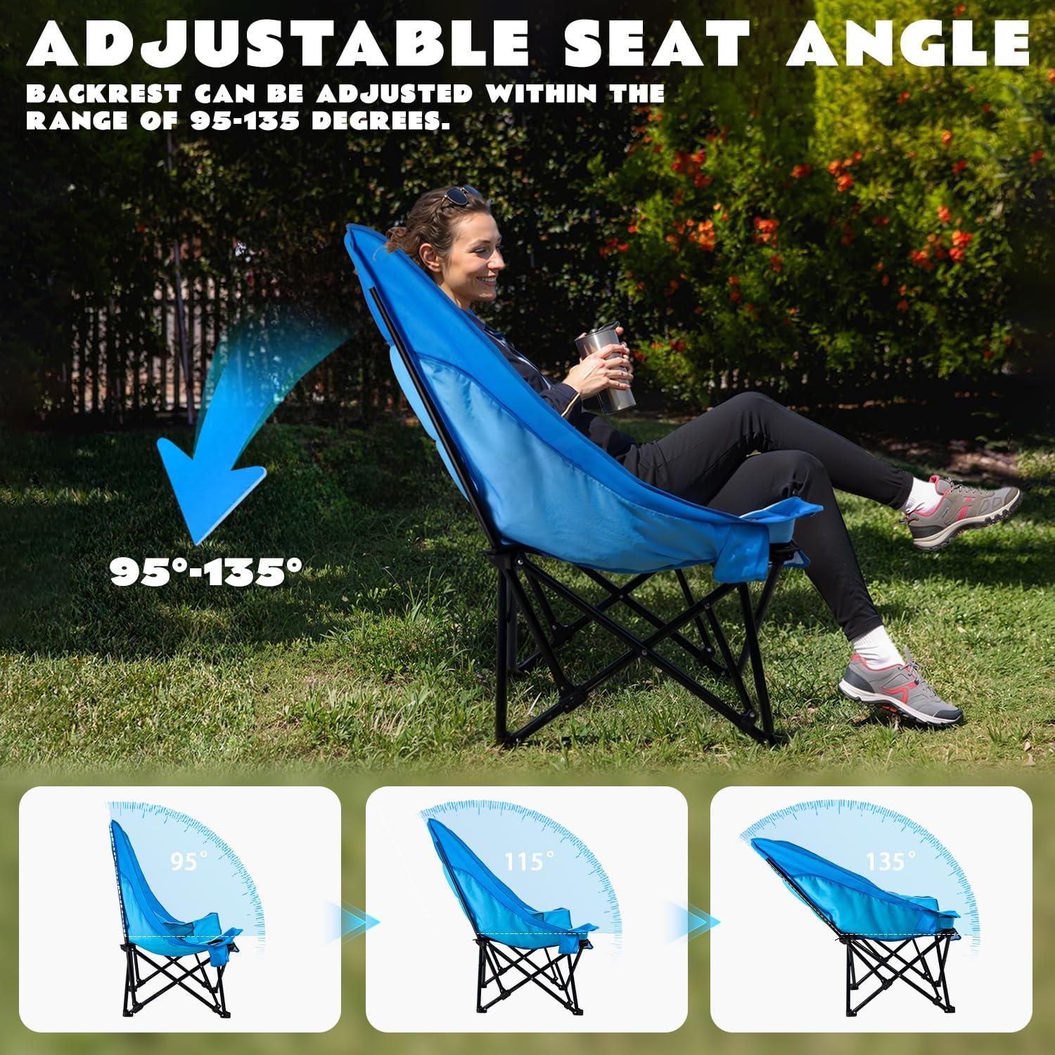 LEMBERI Oversized Heavy Duty Camping Chair for Adults,500lbs Comfortable Folding Lawn Chairs,Large Outdoor Portable Chair with Cup Holder,Side Pocket and Cooler Bag